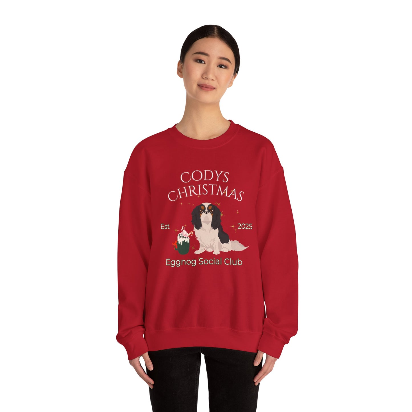 English Toy Spaniel Dog Christmas Social Club Unisex Heavy Blend Crewneck Sweatshirt Custom Name