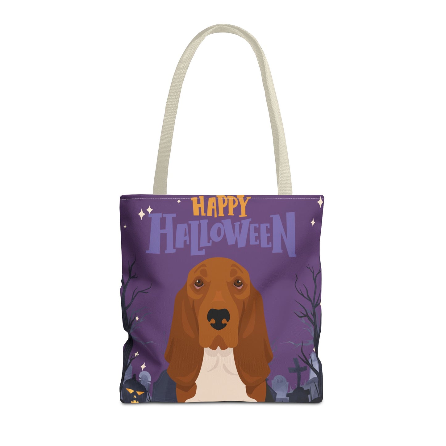 Basset Hound Dog Happy Halloween Tote Bag 16x16
