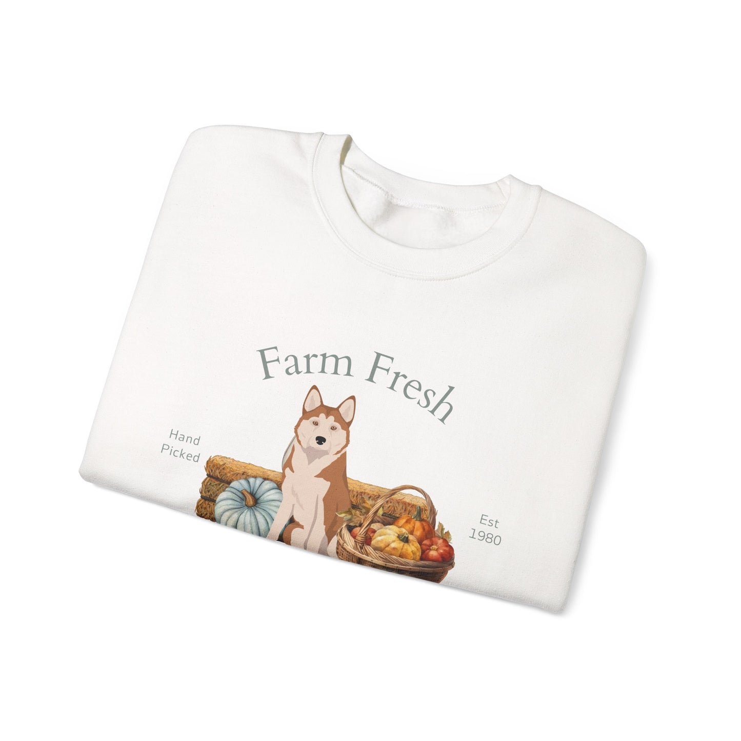 Alaskan Husky Dog Fall Farm Fresh Unisex Heavy Blend Crewneck Sweatshirt