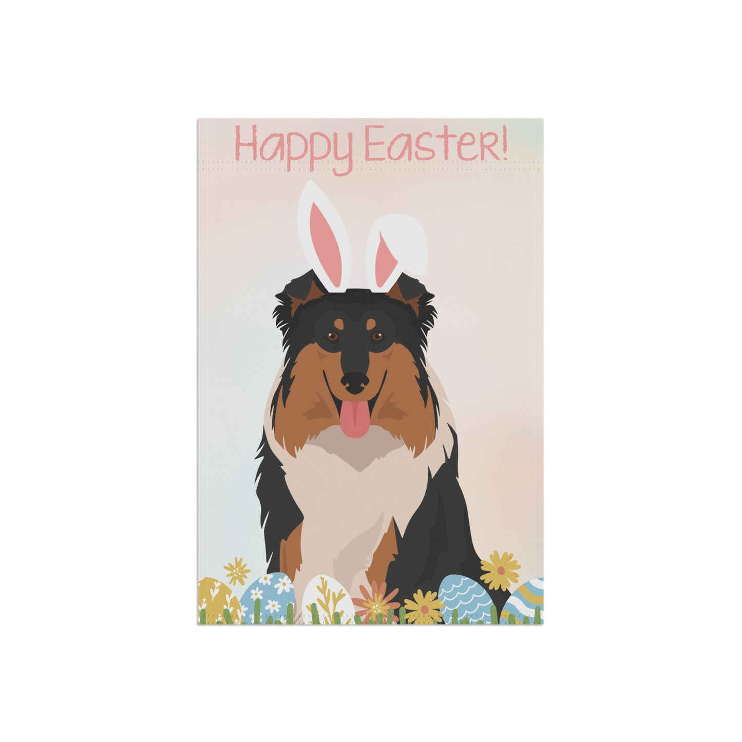 Collie Dog Happy Easter Garden Flag