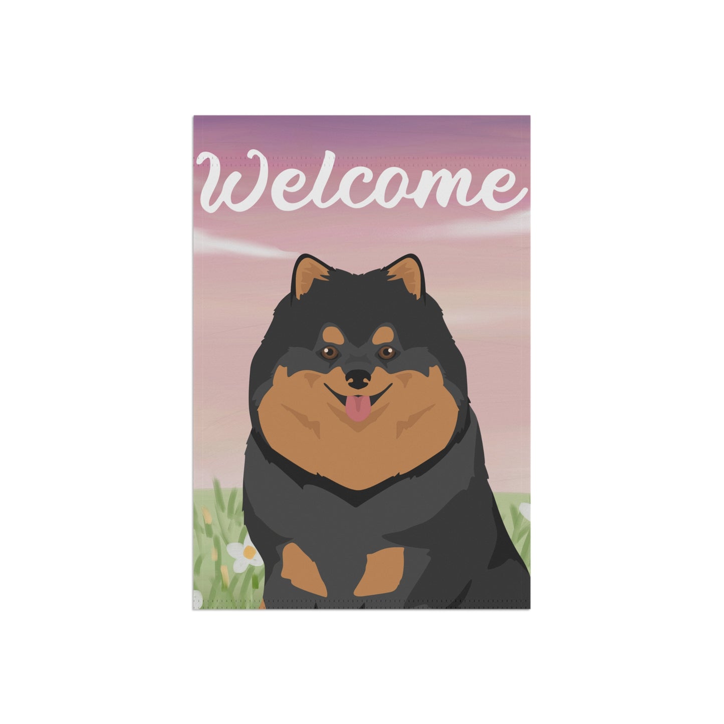 Pomeranian Dog Welcome Garden Flag