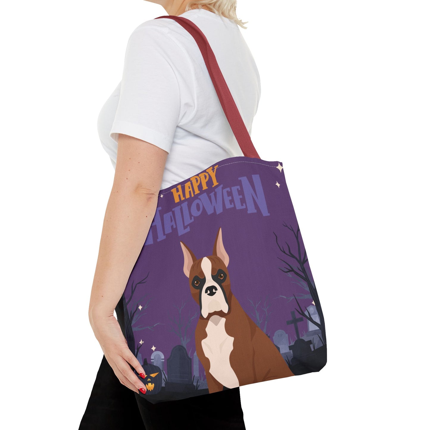 Boxer Dog Happy Halloween Tote Bag 16x16