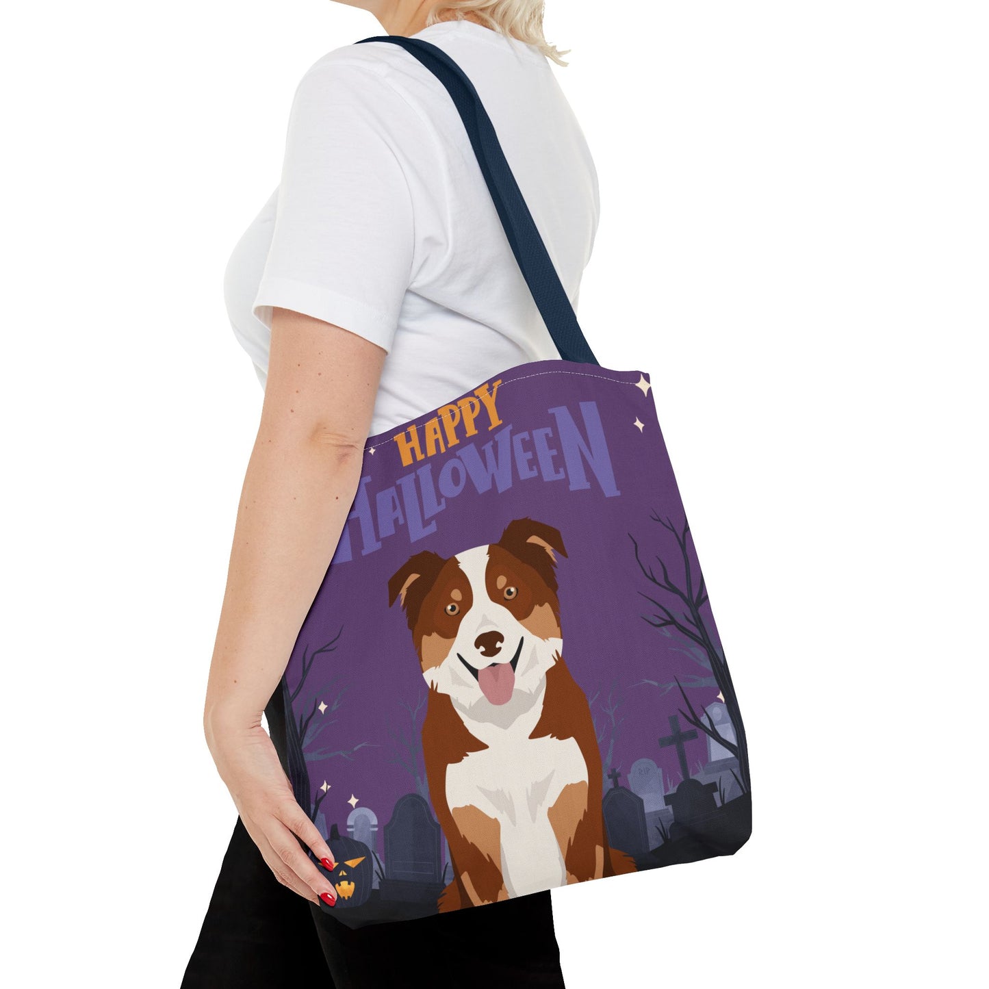 Border Collie Dog Happy Halloween Tote Bag 16x16