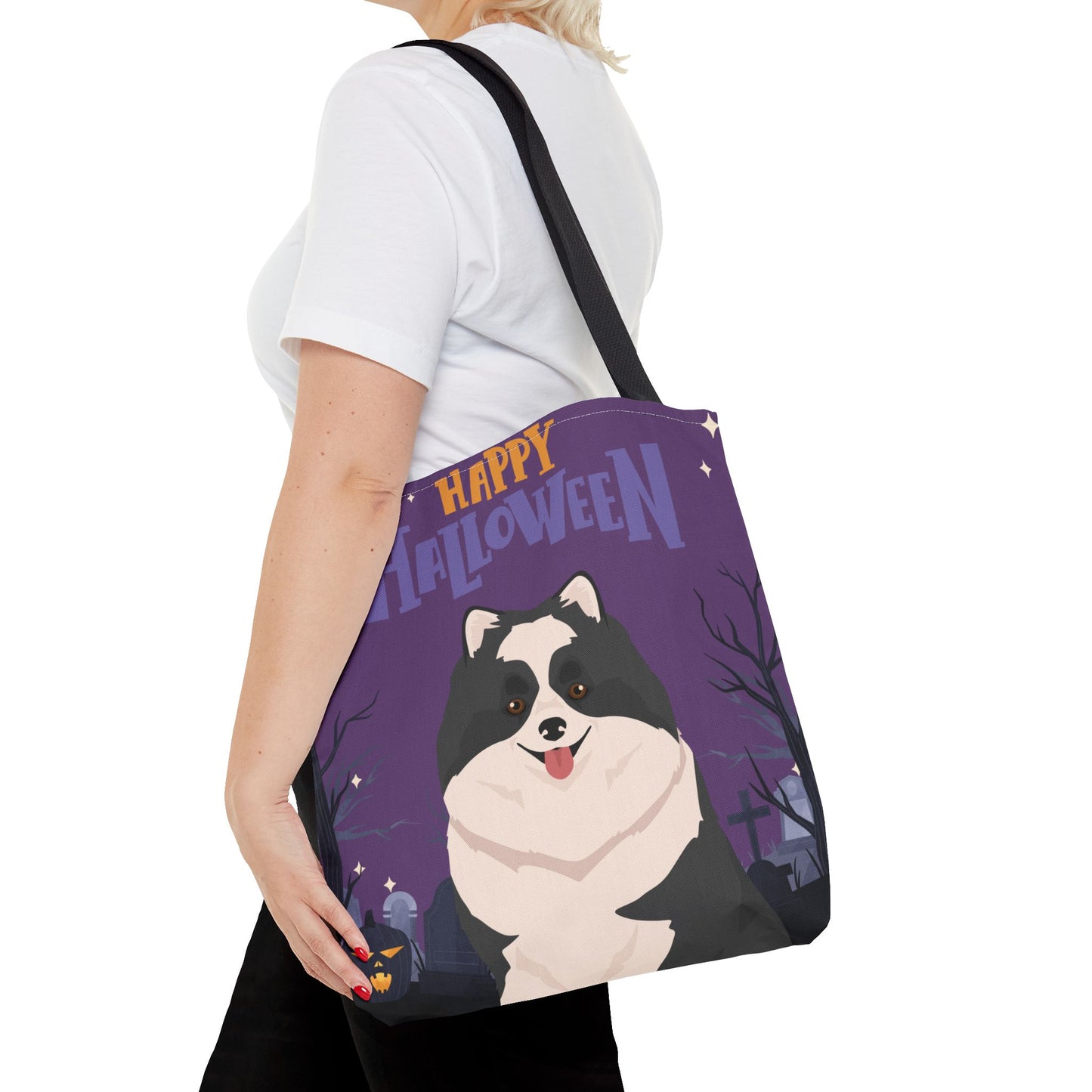 Pomeranian Dog Happy Halloween Tote Bag 16x16