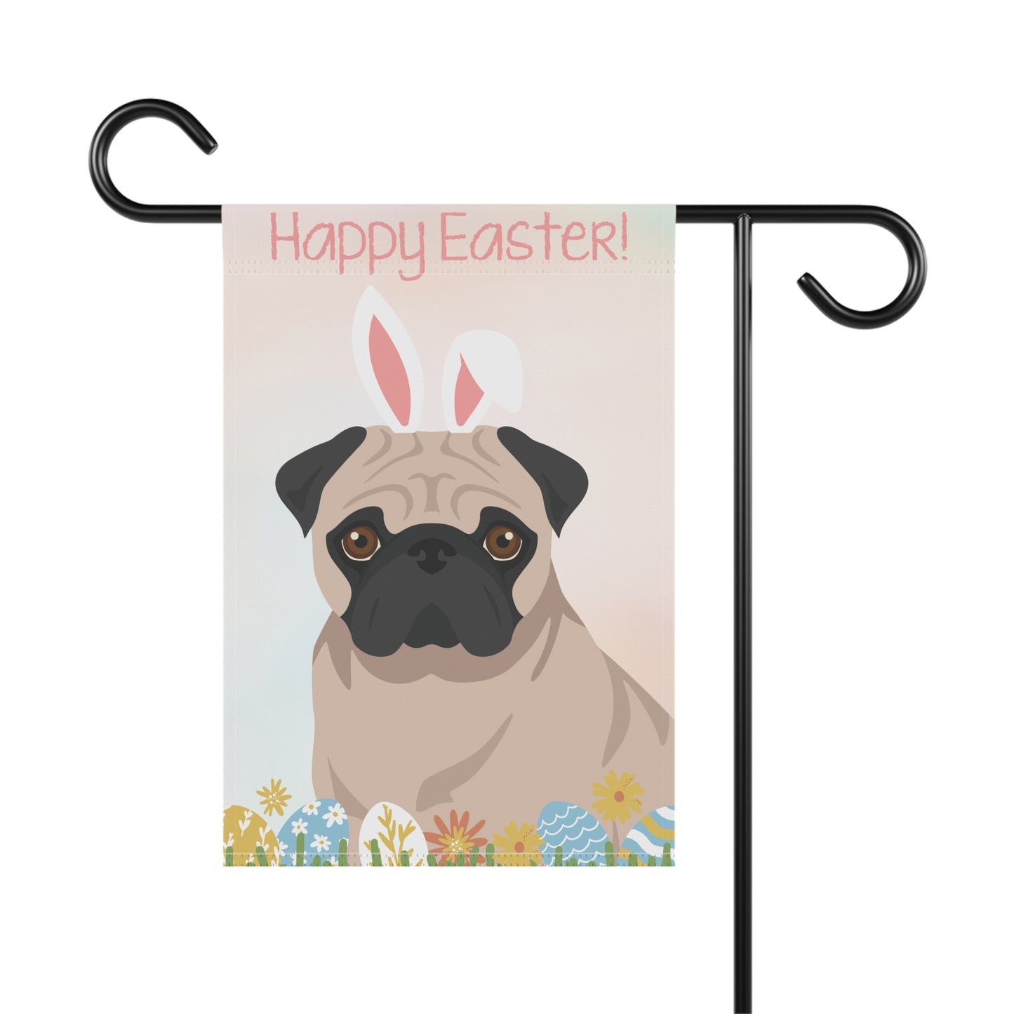 Pug Dog Happy Easter Garden Flag