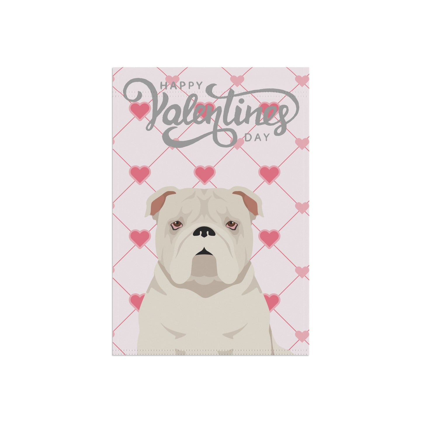 Bulldog Dog Valentines Day Garden Flag