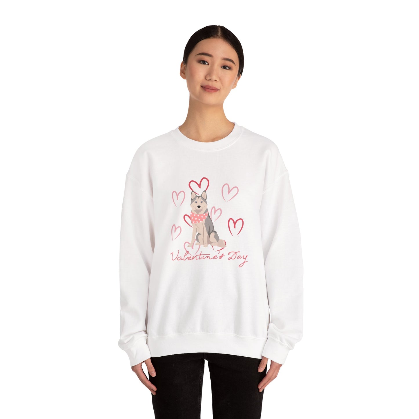 Alaskan Husky Dog Valentines Day Unisex Heavy Blend Crewneck Sweatshirt