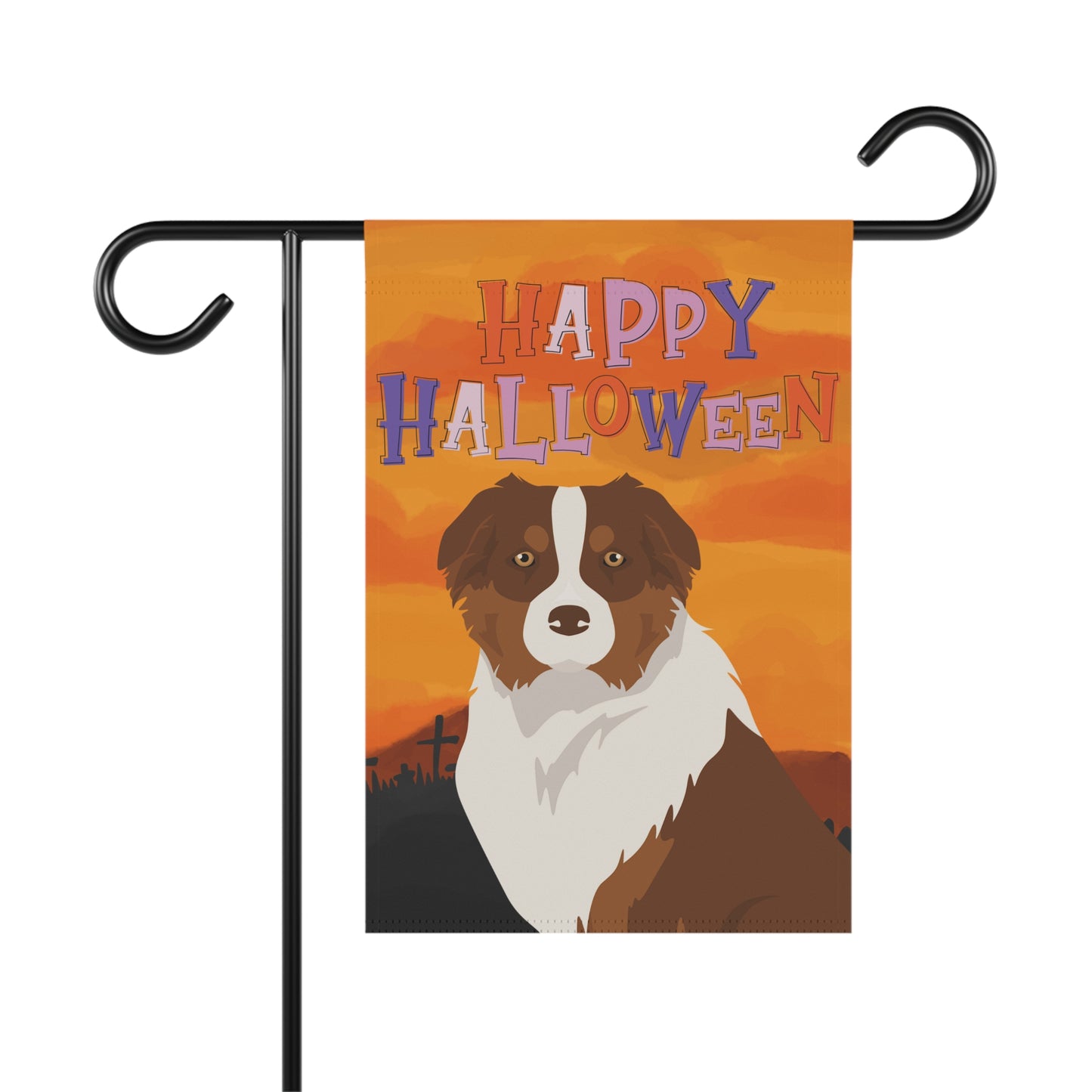 Australian Shepherd Dog Halloween Garden Flag