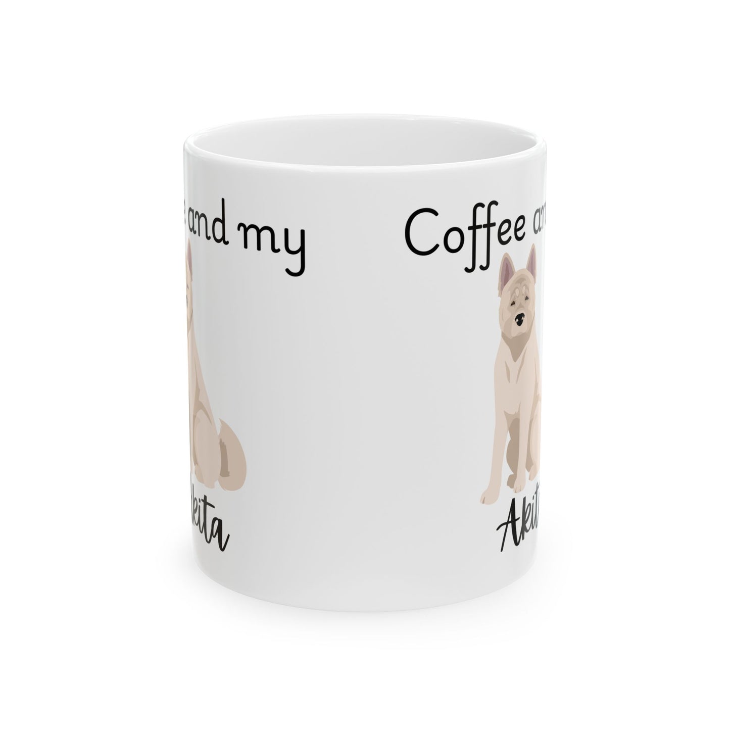 Coffee and My Akita Ceramic Mug | Dog Lover Gift, Pet Owner Cup, Cute Mug for Dog Moms, Funny Mug for Coffee Lovers