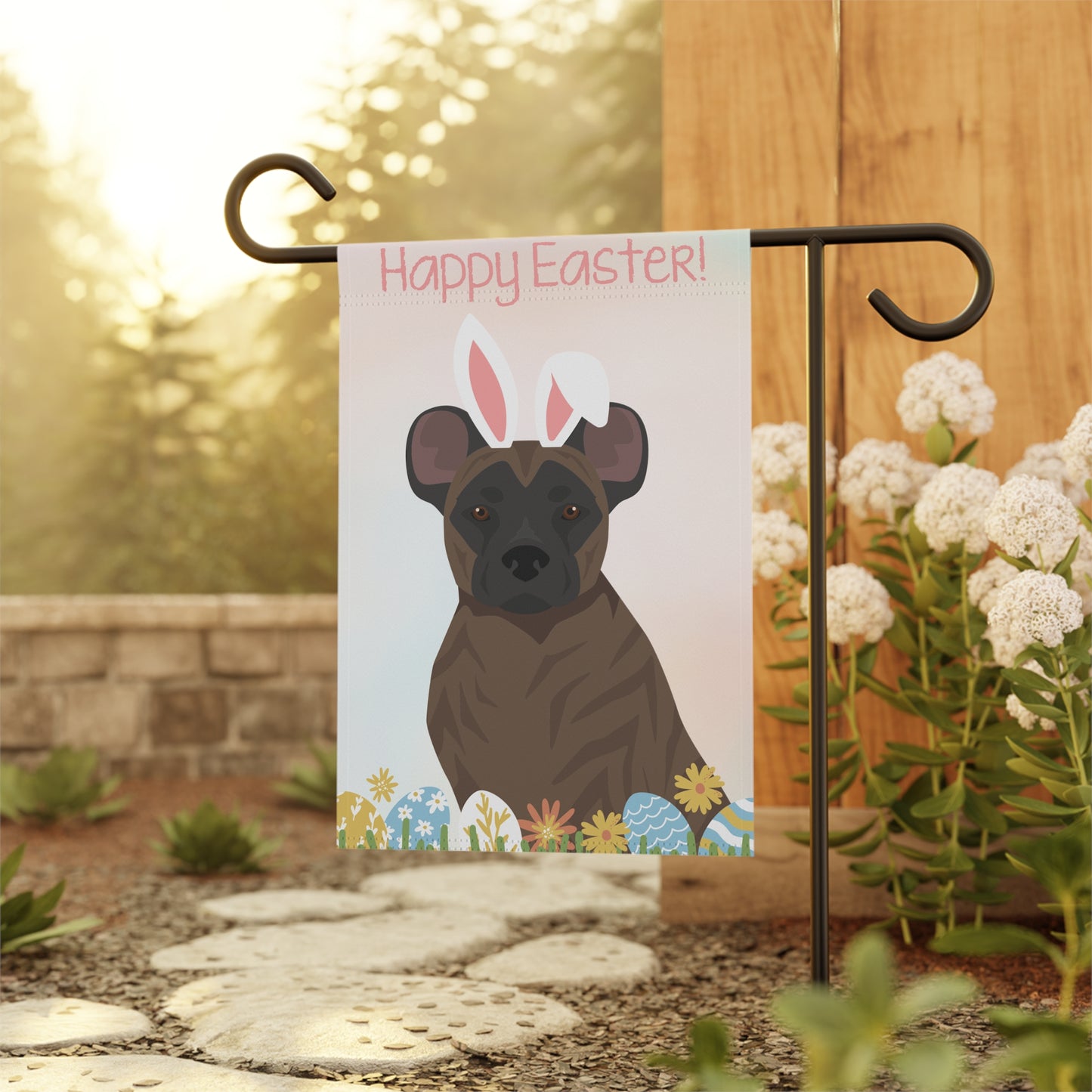 St Miguel Cattle Dog Happy Easter Garden Flag