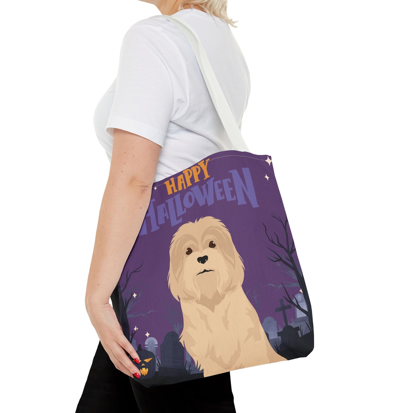 Lowchen Dog Happy Halloween Tote Bag 16x16