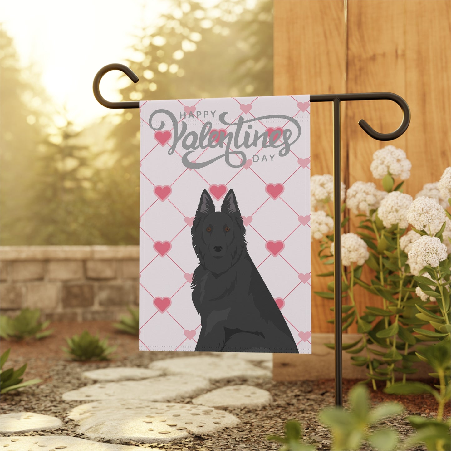 Belgian Sheepdog Dog Valentines Day Garden Flag