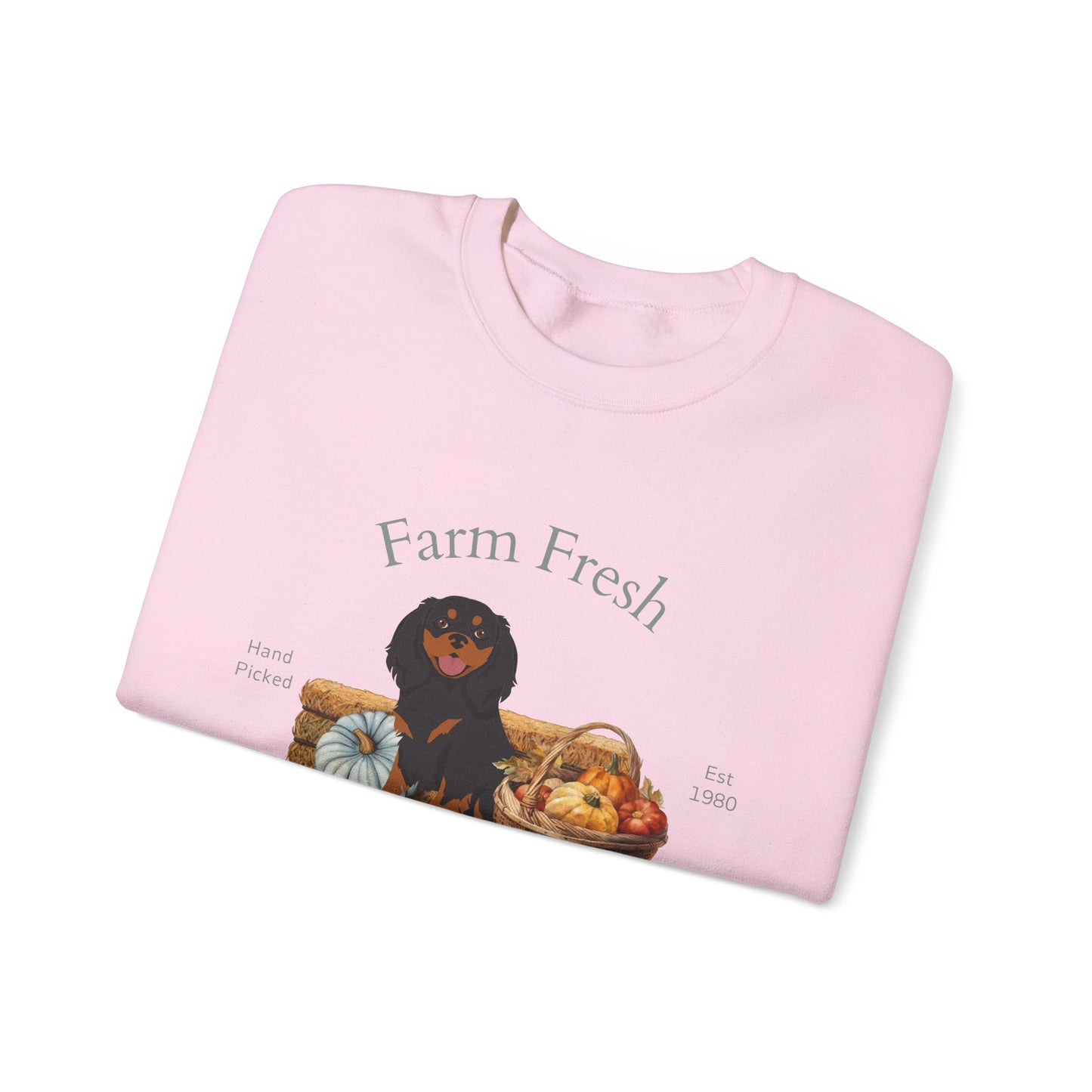 Cavalier King Charles Spaniel Dog Fall Farm Fresh Unisex Heavy Blend Crewneck Sweatshirt