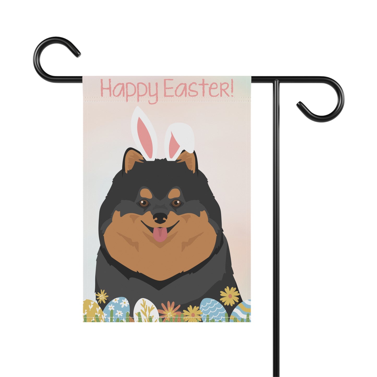 Pomeranian Dog Happy Easter Garden Flag
