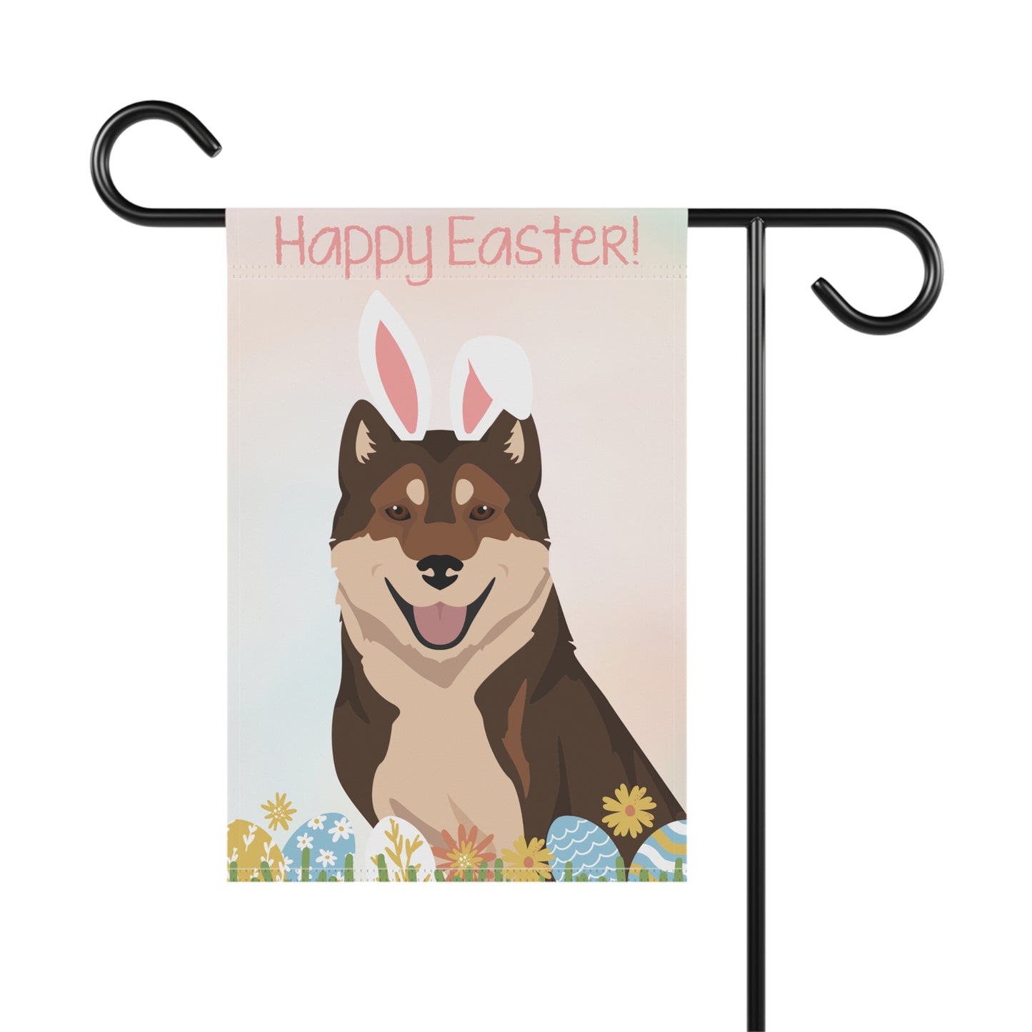 Kishu Ken Dog Happy Easter Garden Flag