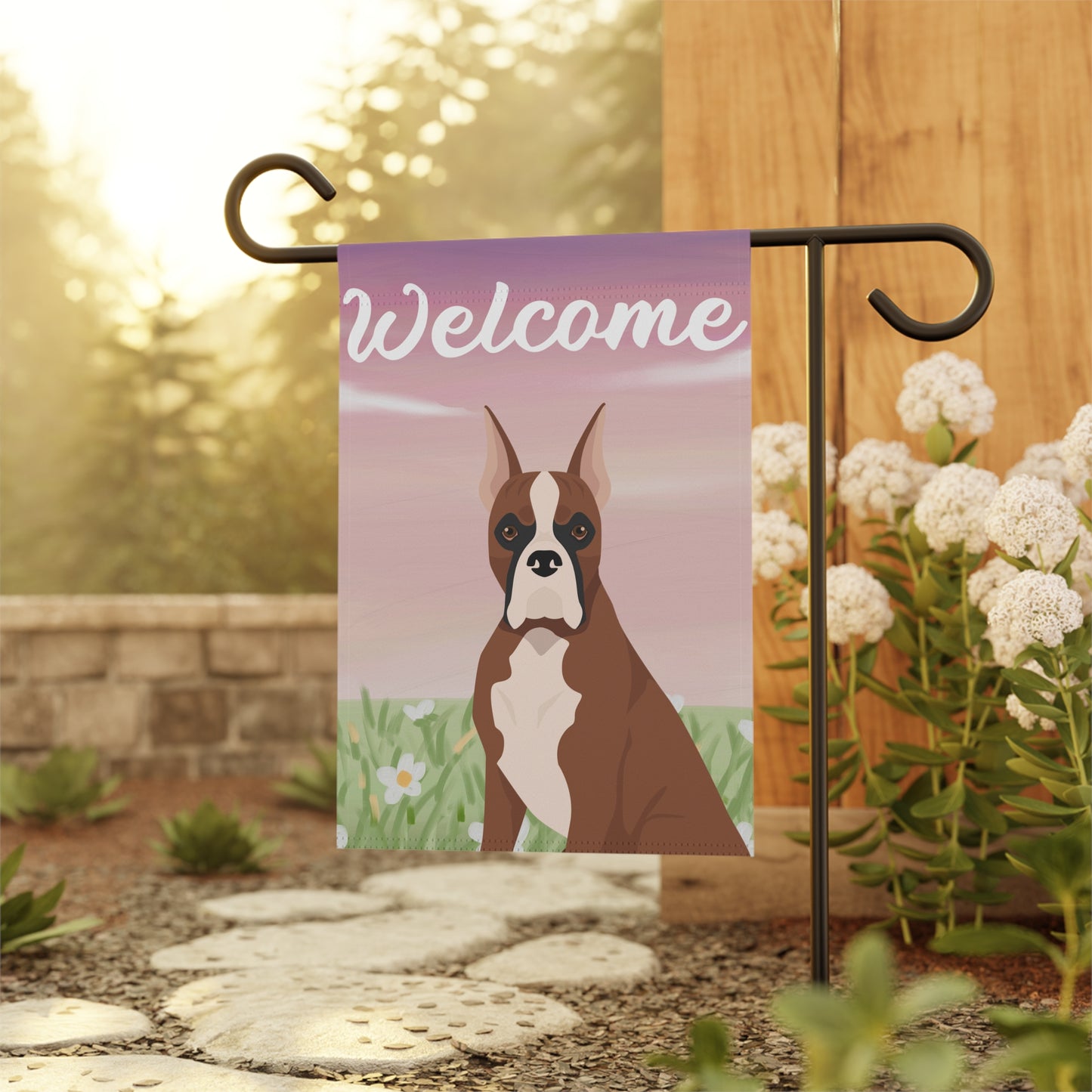 Boxer Dog Welcome Garden Flag