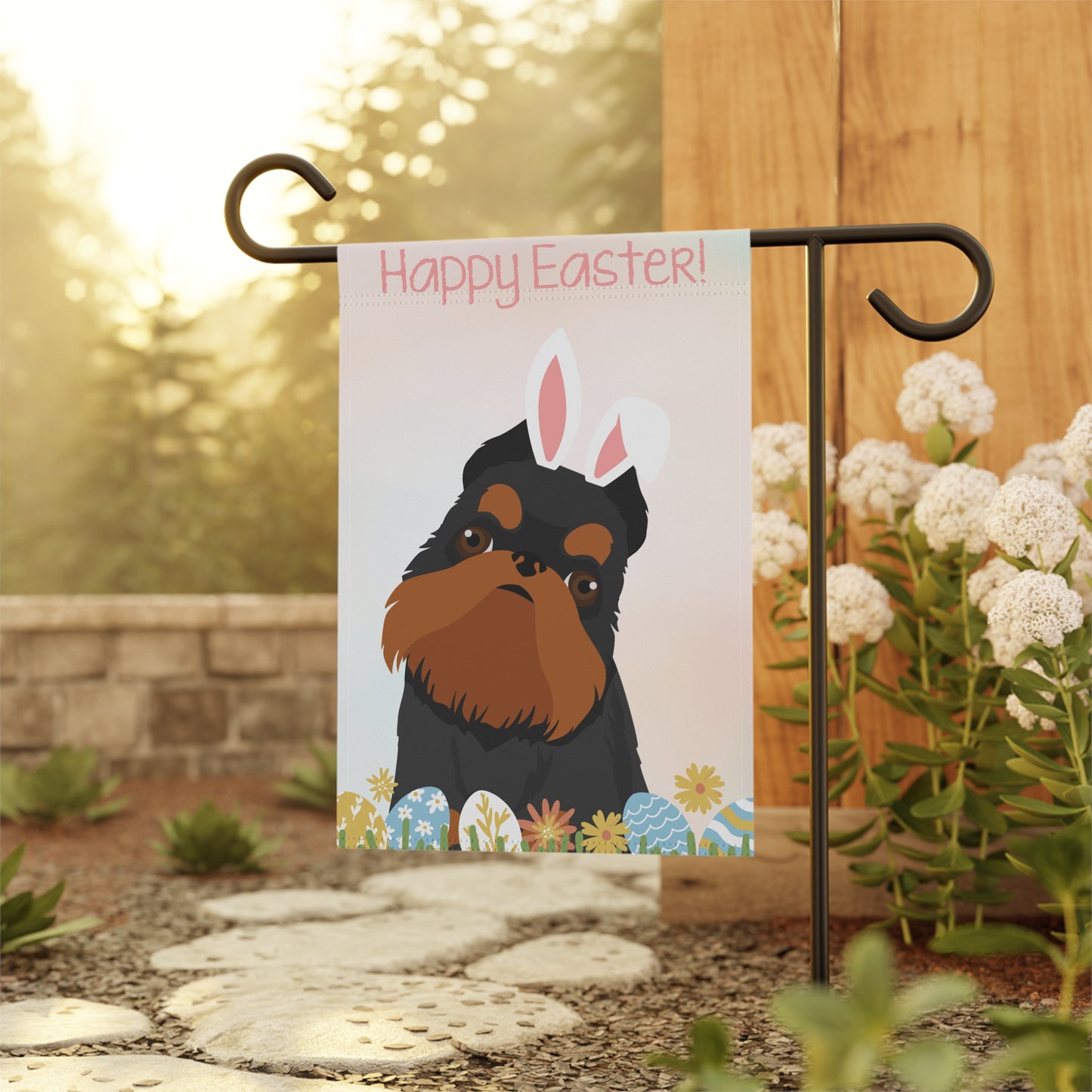Brussels Griffon Dog Happy Easter Garden Flag
