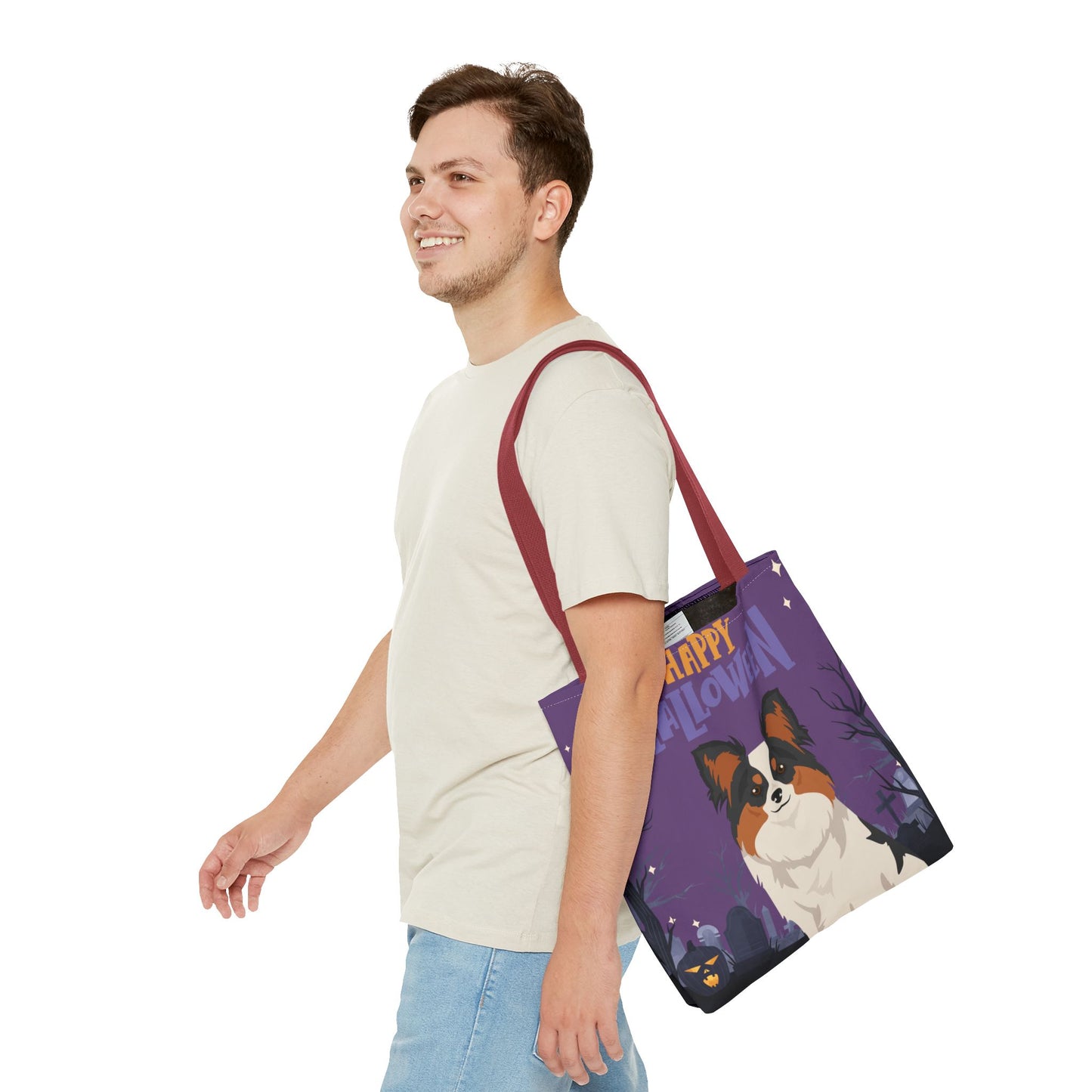 Papillon Dog Happy Halloween Tote Bag 16x16