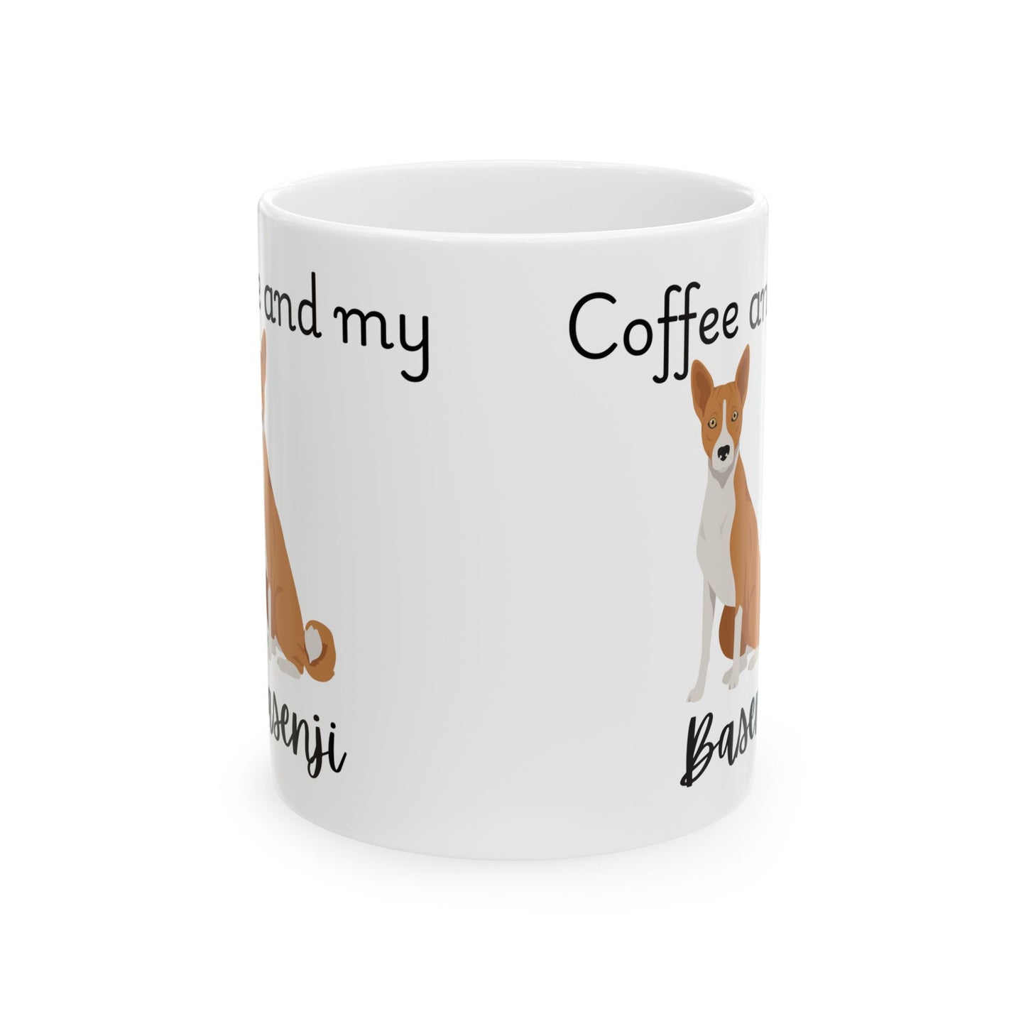 Coffee and My Basenji Ceramic Mug | Dog Lover Gift, Pet Owner Cup, Cute Mug for Dog Moms, Funny Mug for Coffee Lovers
