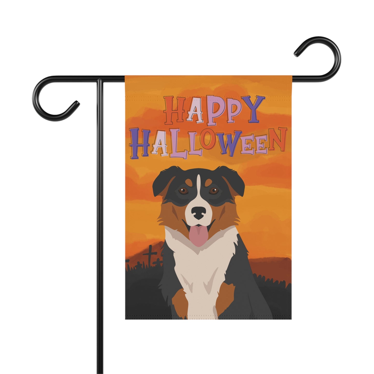 English Shepherd Dog Halloween Garden Flag