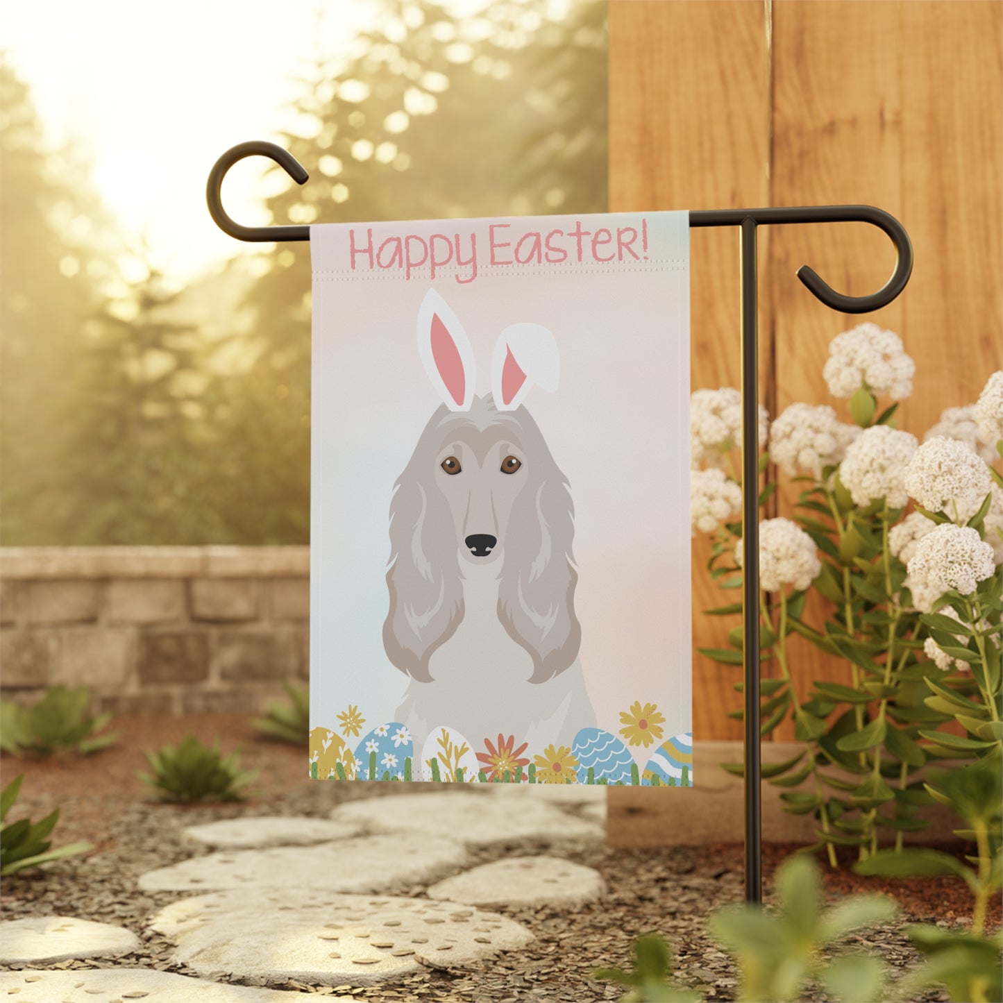 Afghan Hound Dog Happy Easter Garden Flag