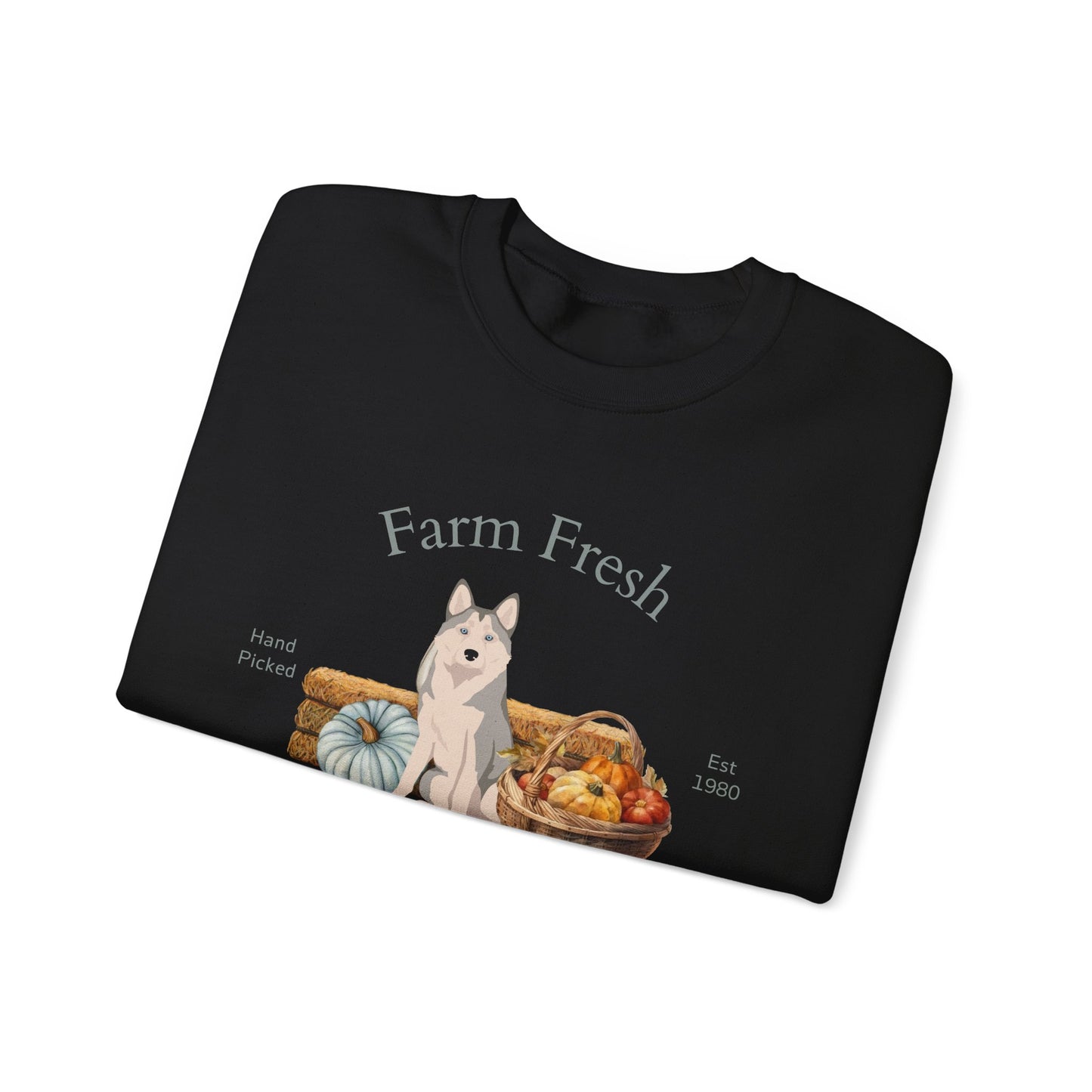 Alaskan Husky Dog Fall Farm Fresh Unisex Heavy Blend Crewneck Sweatshirt