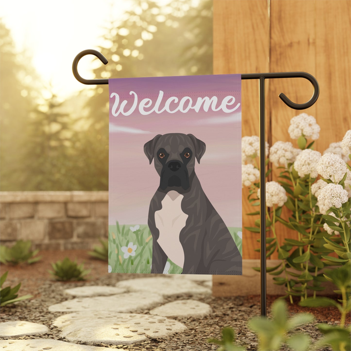 Boxer Dog Welcome Garden Flag