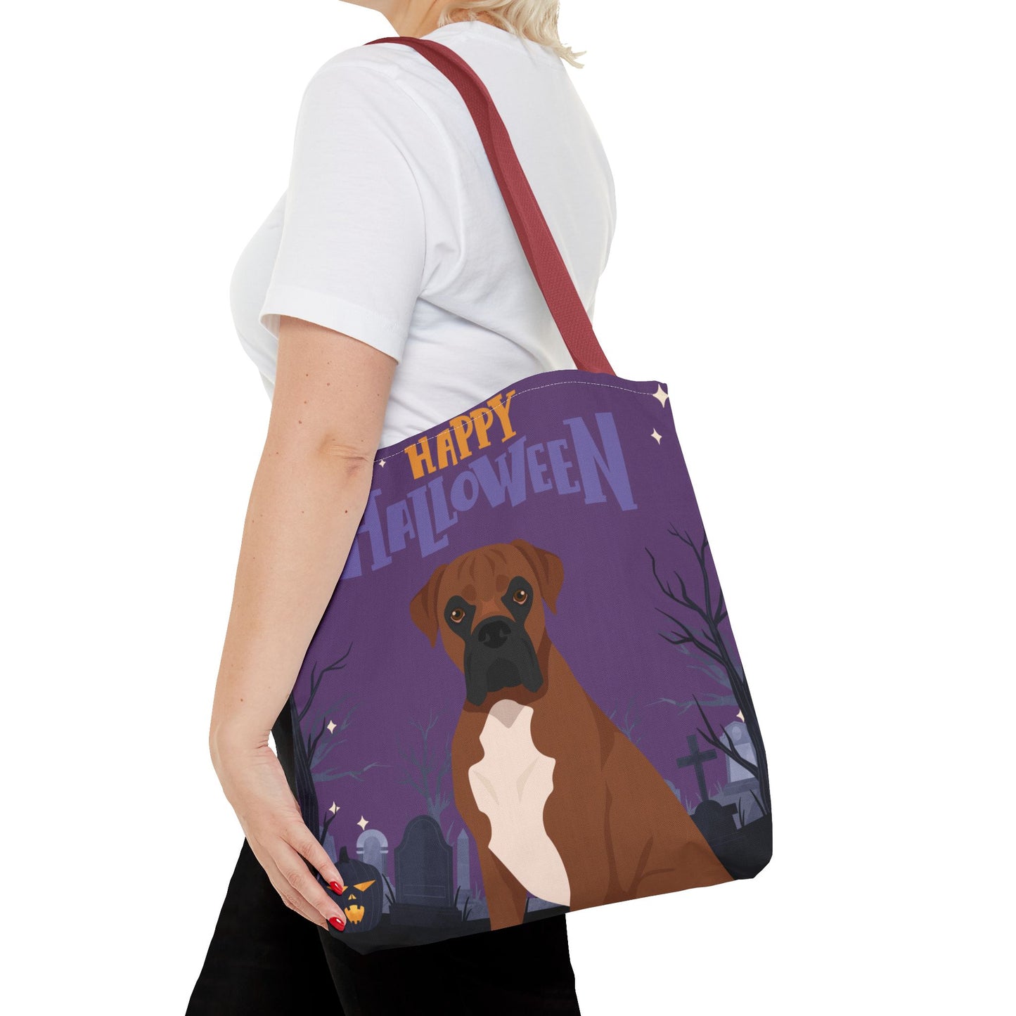 Boxer Dog Happy Halloween Tote Bag 16x16