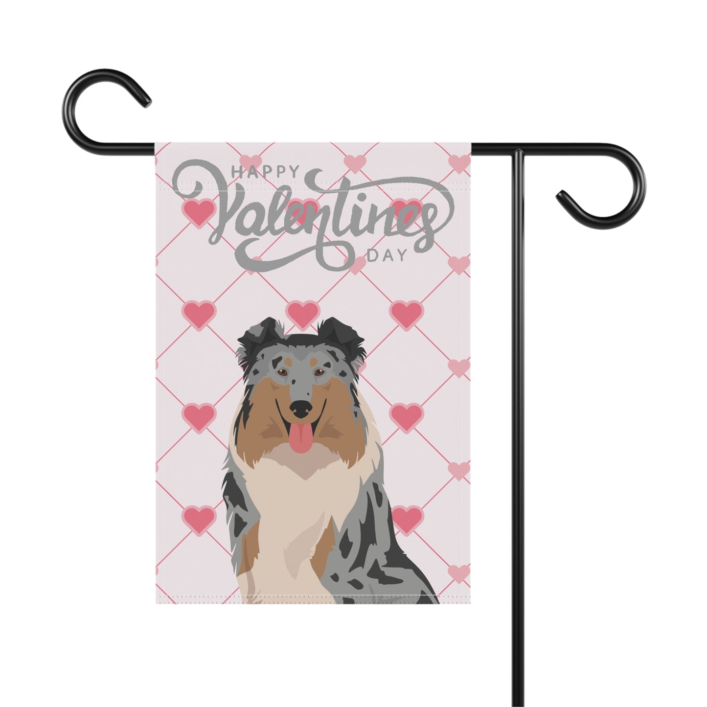 Collie Dog Valentines Day Garden Flag