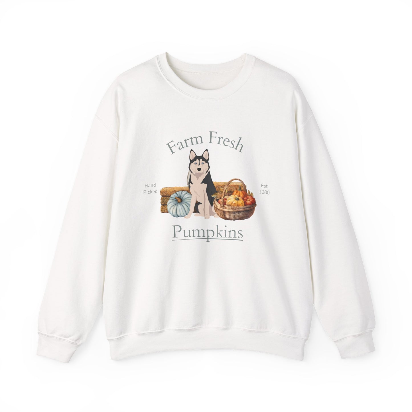 Alaskan Husky Dog Fall Farm Fresh Unisex Heavy Blend Crewneck Sweatshirt