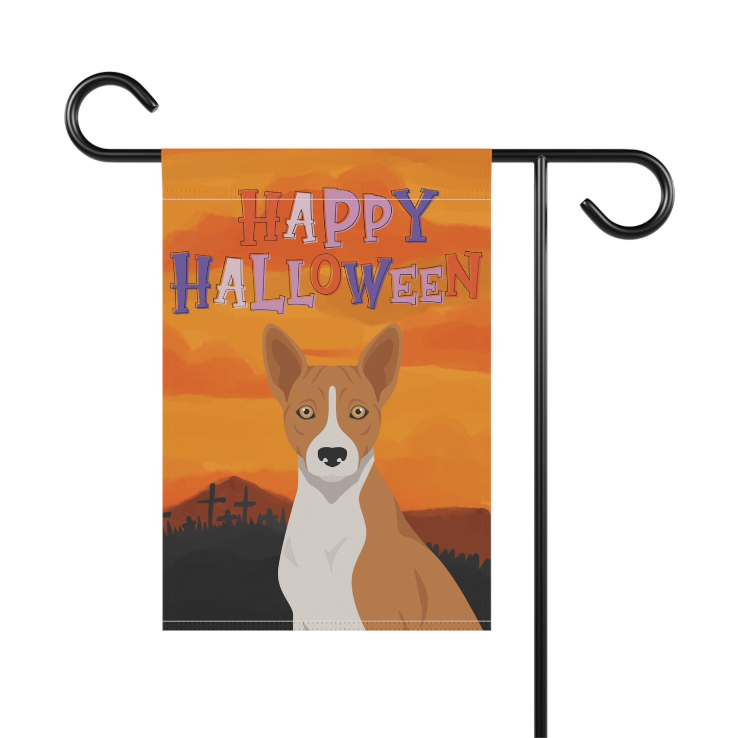 Basenji Dog Halloween Garden Flag