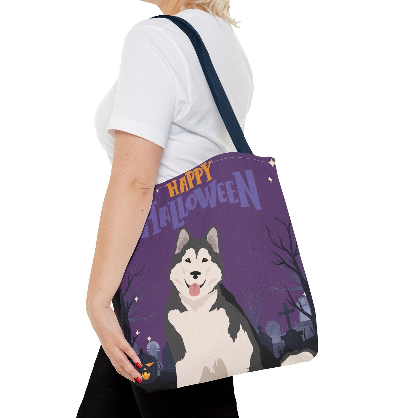 Alaskan Malamute Dog Happy Halloween Tote Bag 16x16