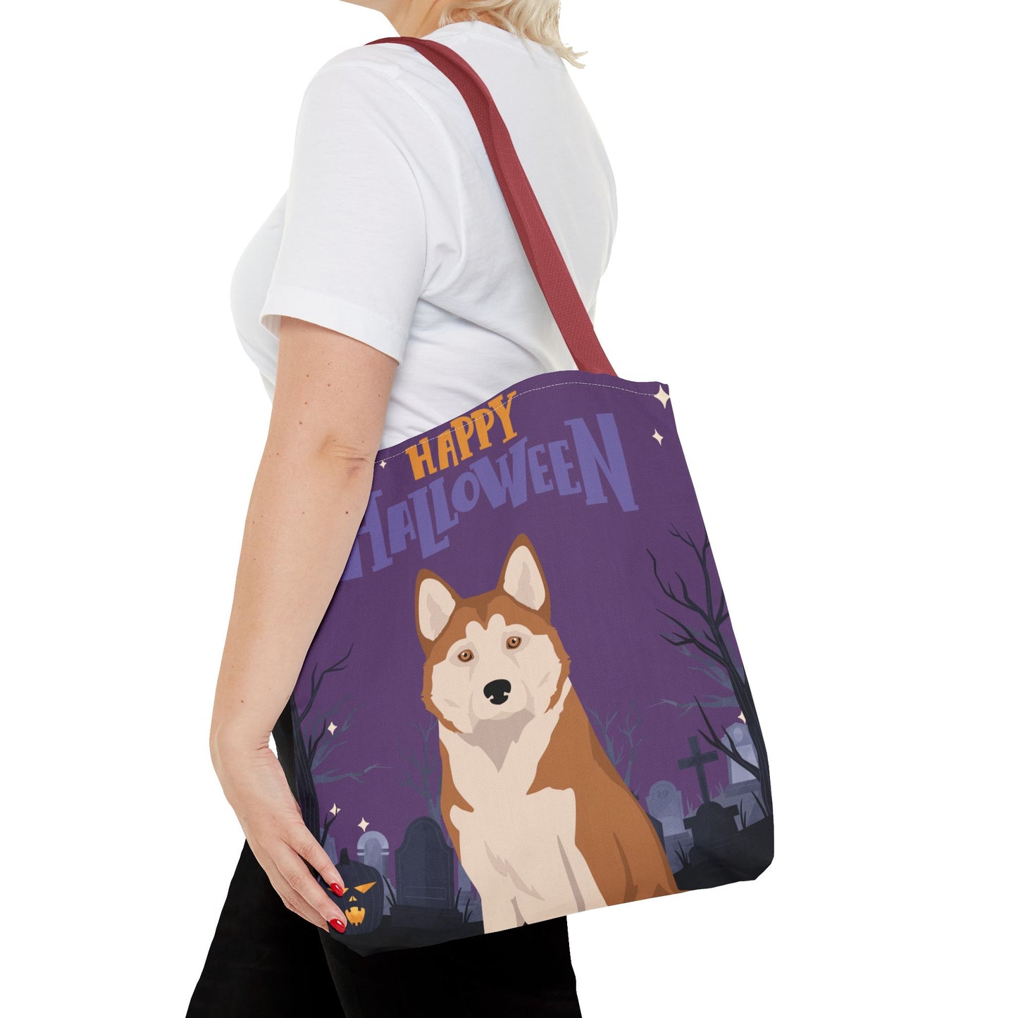 Alaskan Husky Dog Happy Halloween Tote Bag 16x16