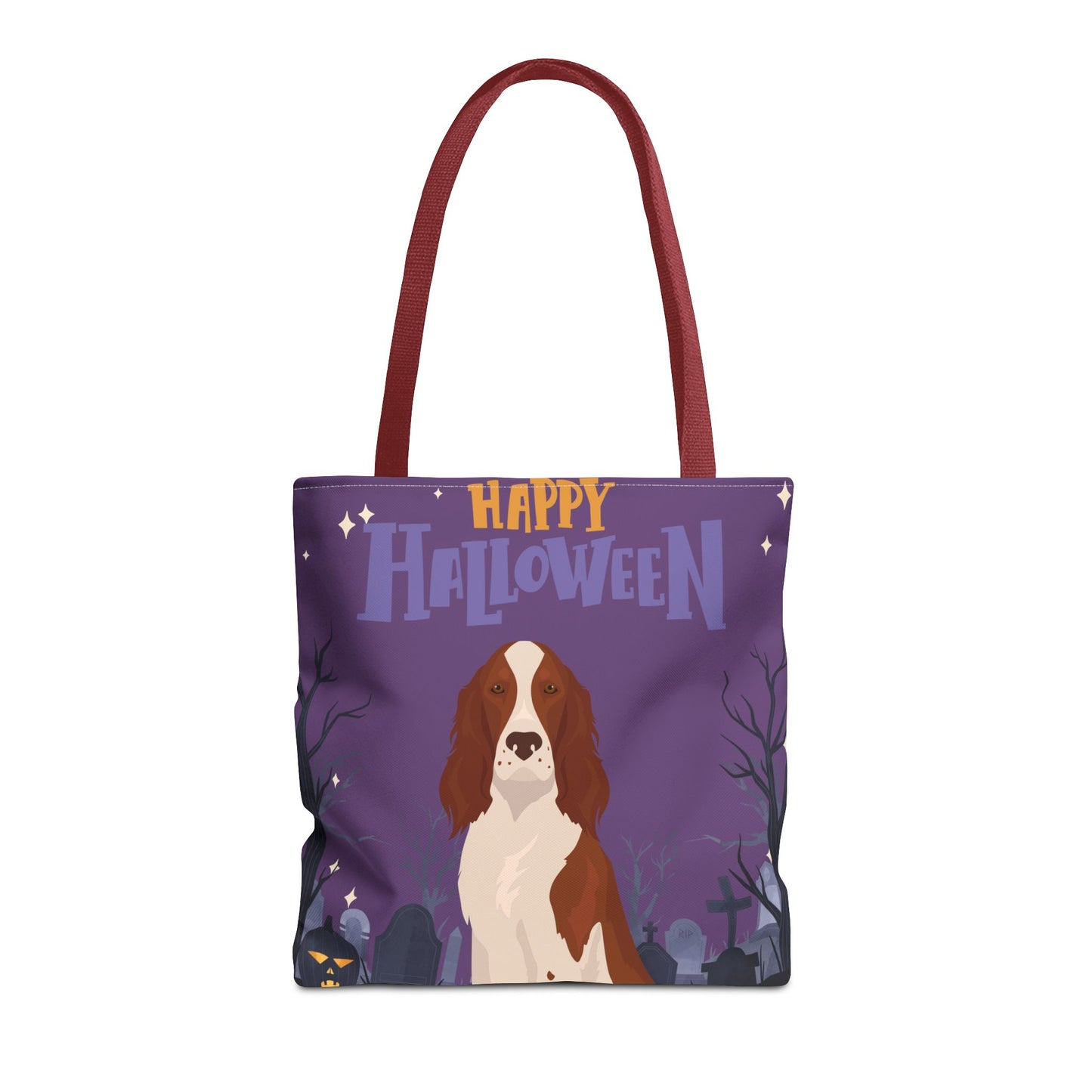 Irish Red and White Setter Dog Happy Halloween Tote Bag 16x16