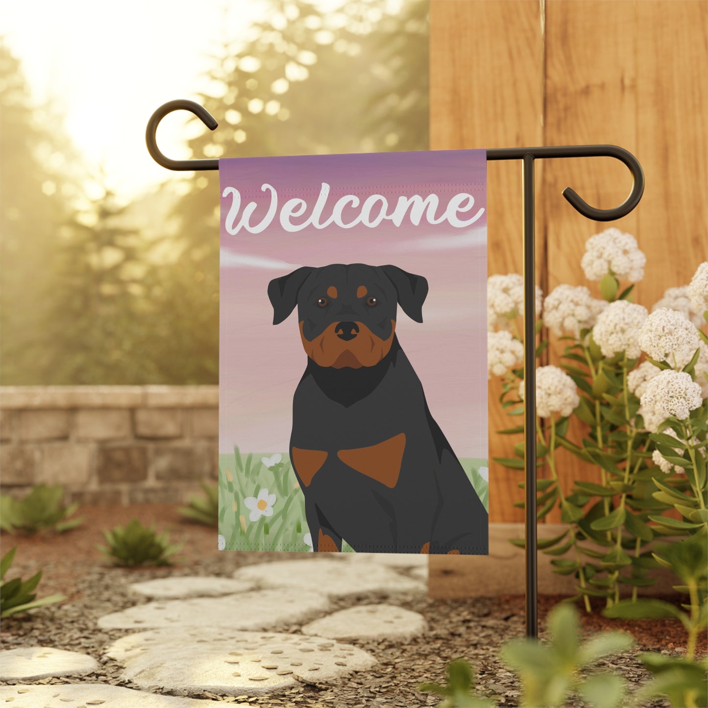 Rottweiler Dog Welcome Garden Flag
