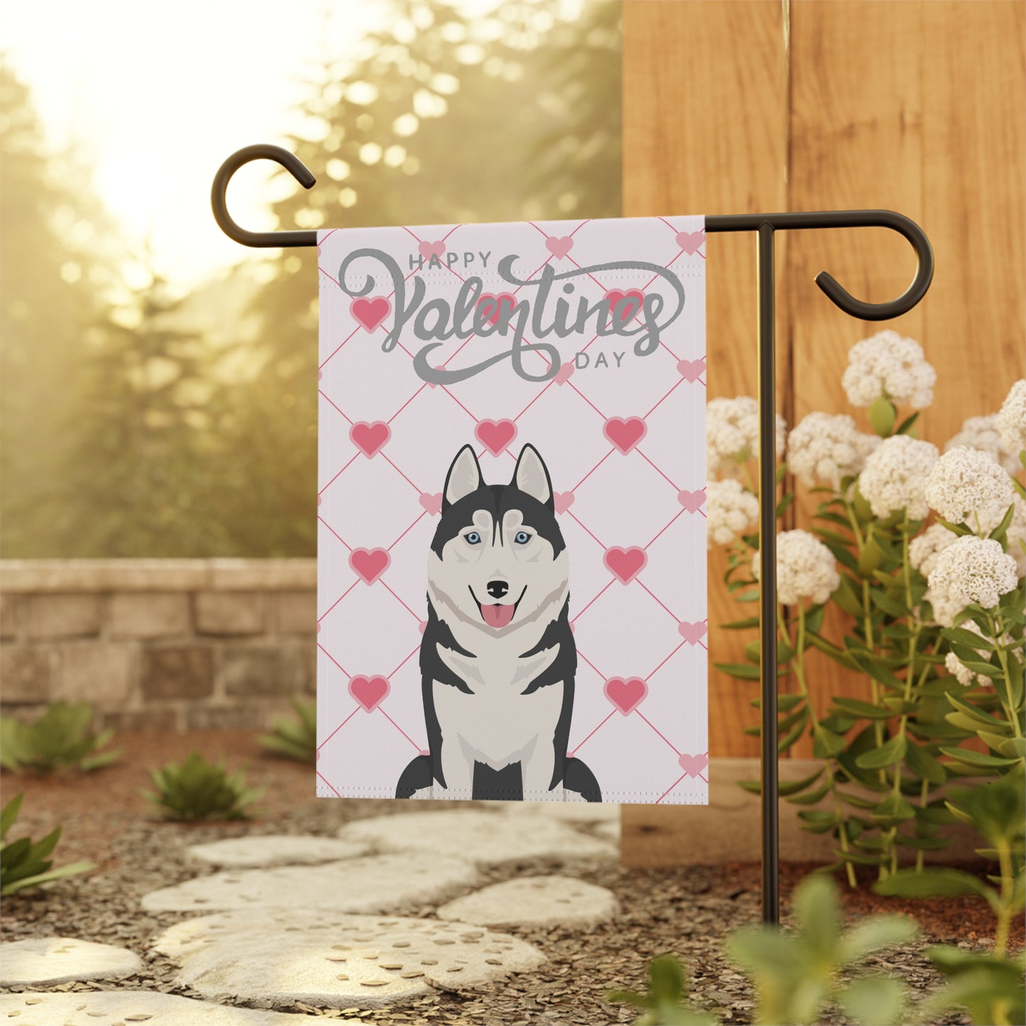 Siberian Husky Dog Valentines Day Garden Flag