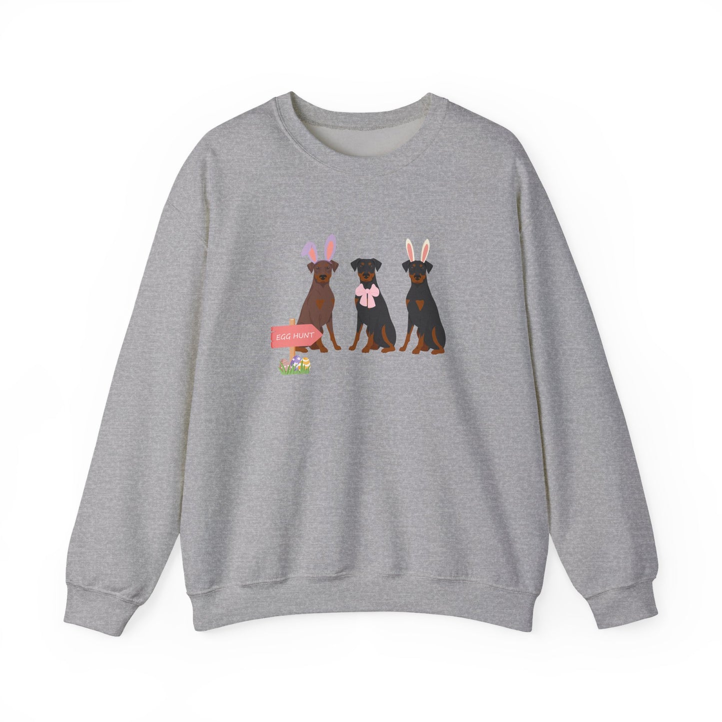 Doberman Pinscher Dog Easter Unisex Heavy Blend Crewneck Sweatshirt, easter, Cute Dog Mom Gift