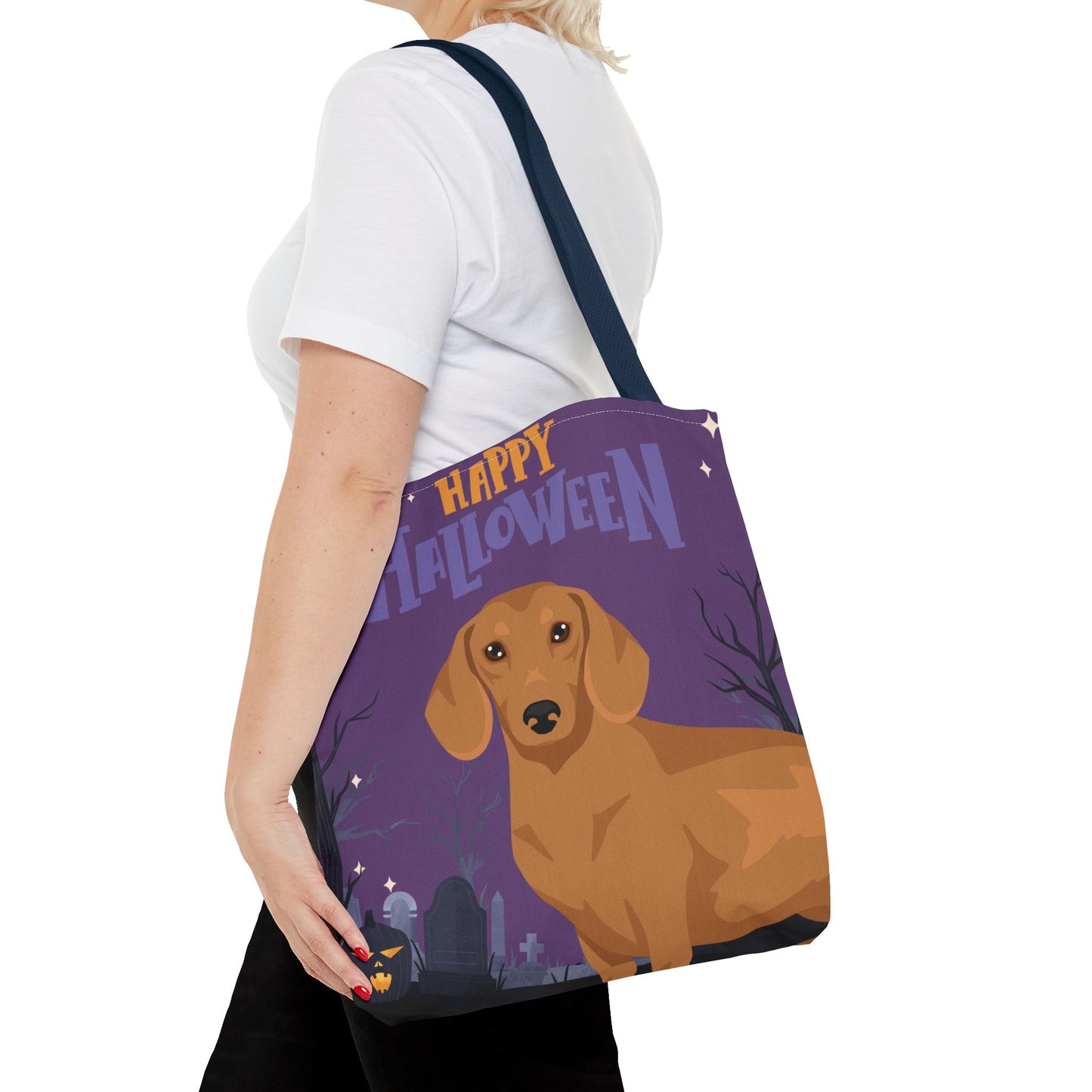 Dachshund Dog Happy Halloween Tote Bag 16x16