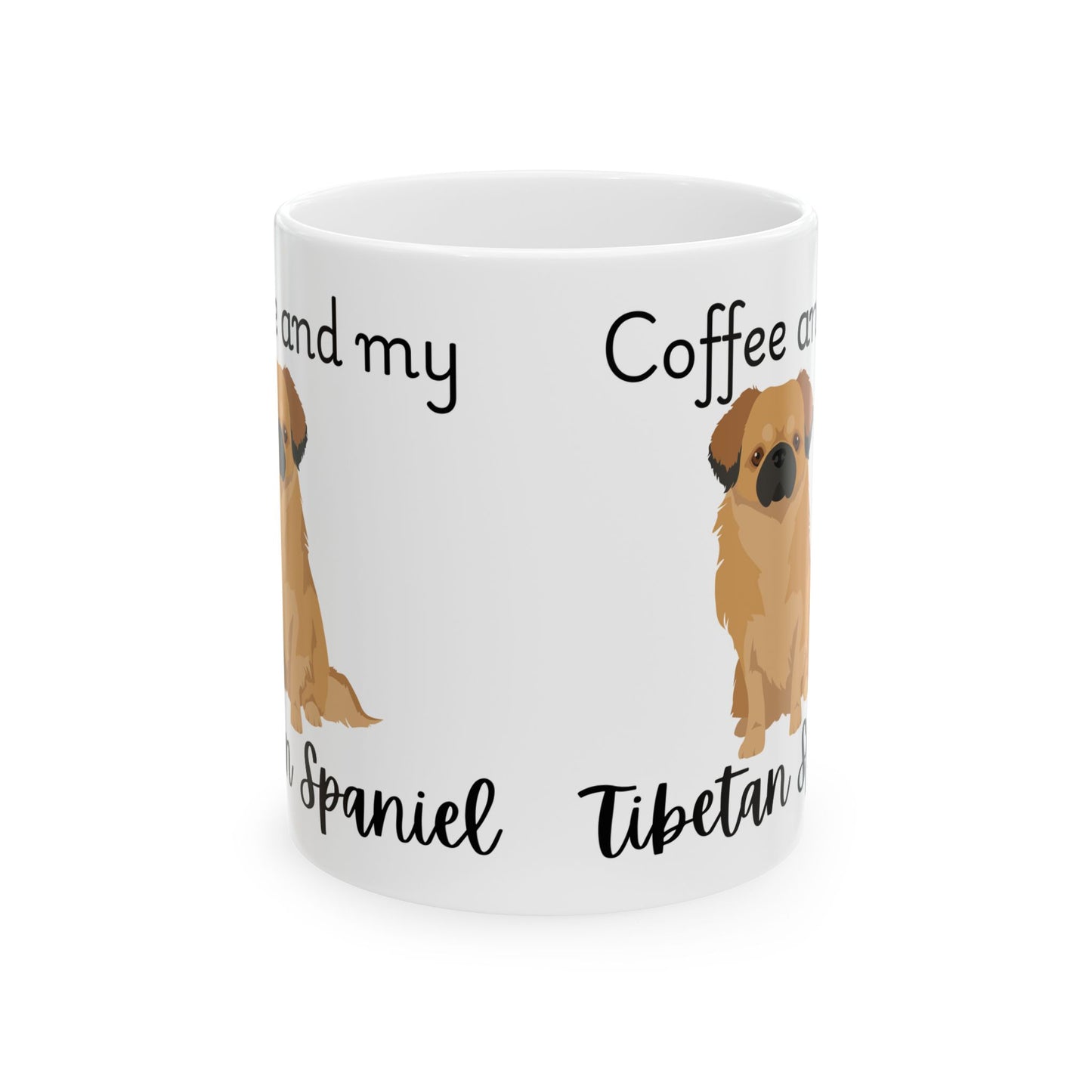 Coffee and My Tibetan Spaniel Ceramic Mug | Dog Lover Gift, Pet Owner Cup, Cute Mug for Dog Moms, Funny Mug for Coffee Lovers