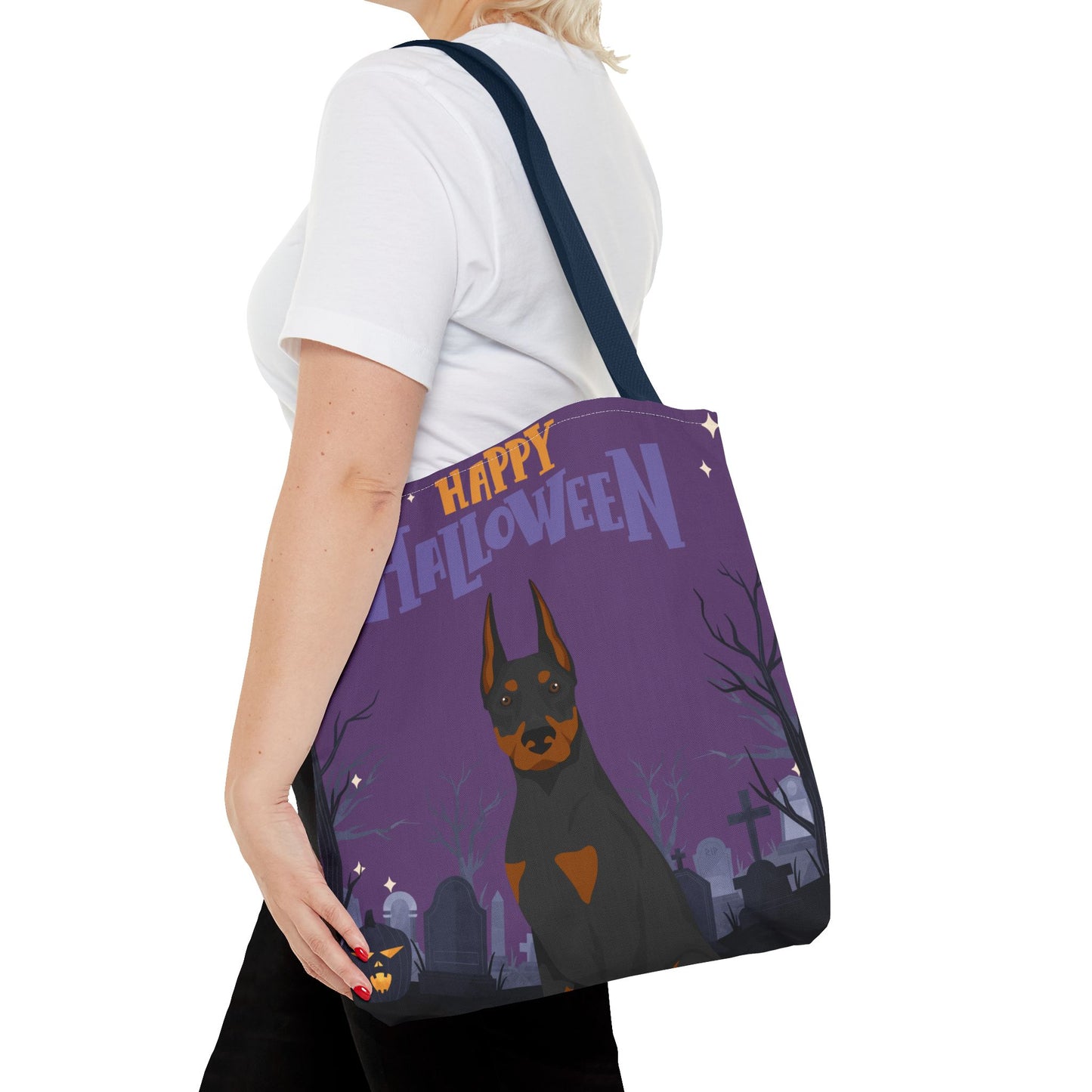Doberman Pinscher Dog Happy Halloween Tote Bag 16x16