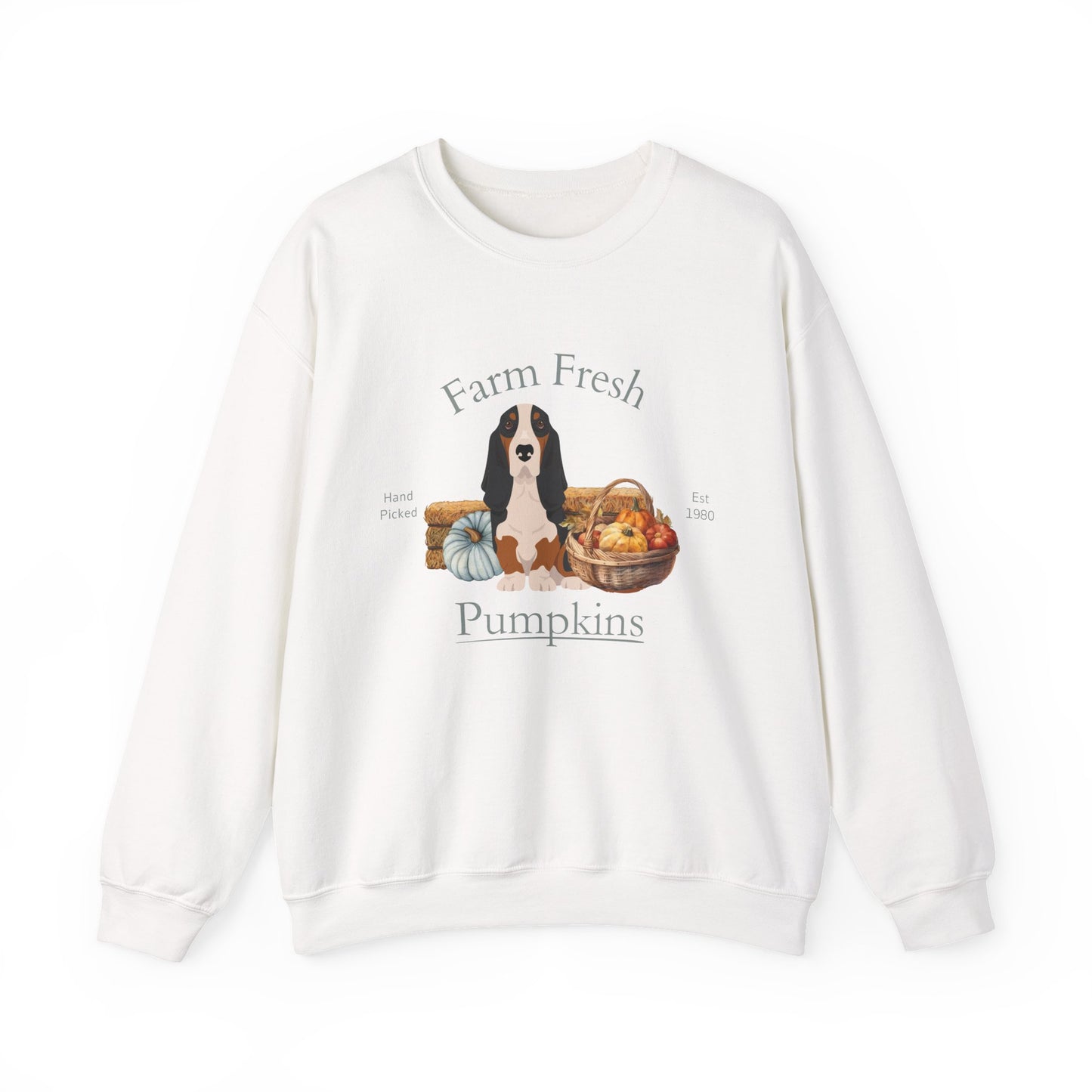 Basset Hound Dog Fall Farm Fresh Unisex Heavy Blend Crewneck Sweatshirt