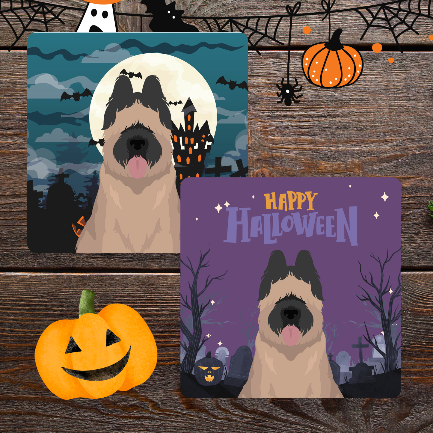 Briard Dog set of 2 4x4 Coasters