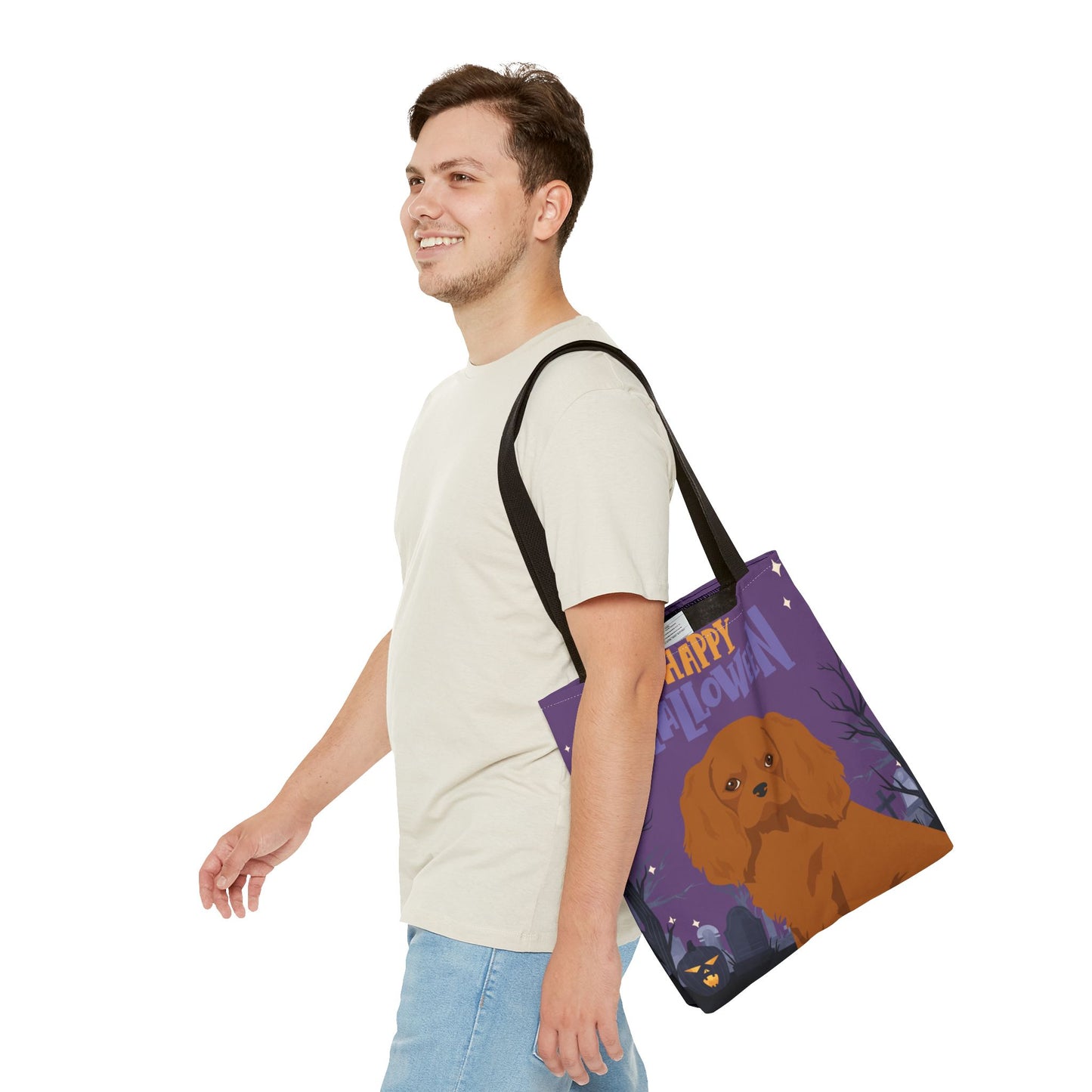 Cavalier King Charlre Spaniel Dog Happy Halloween Tote Bag 16x16