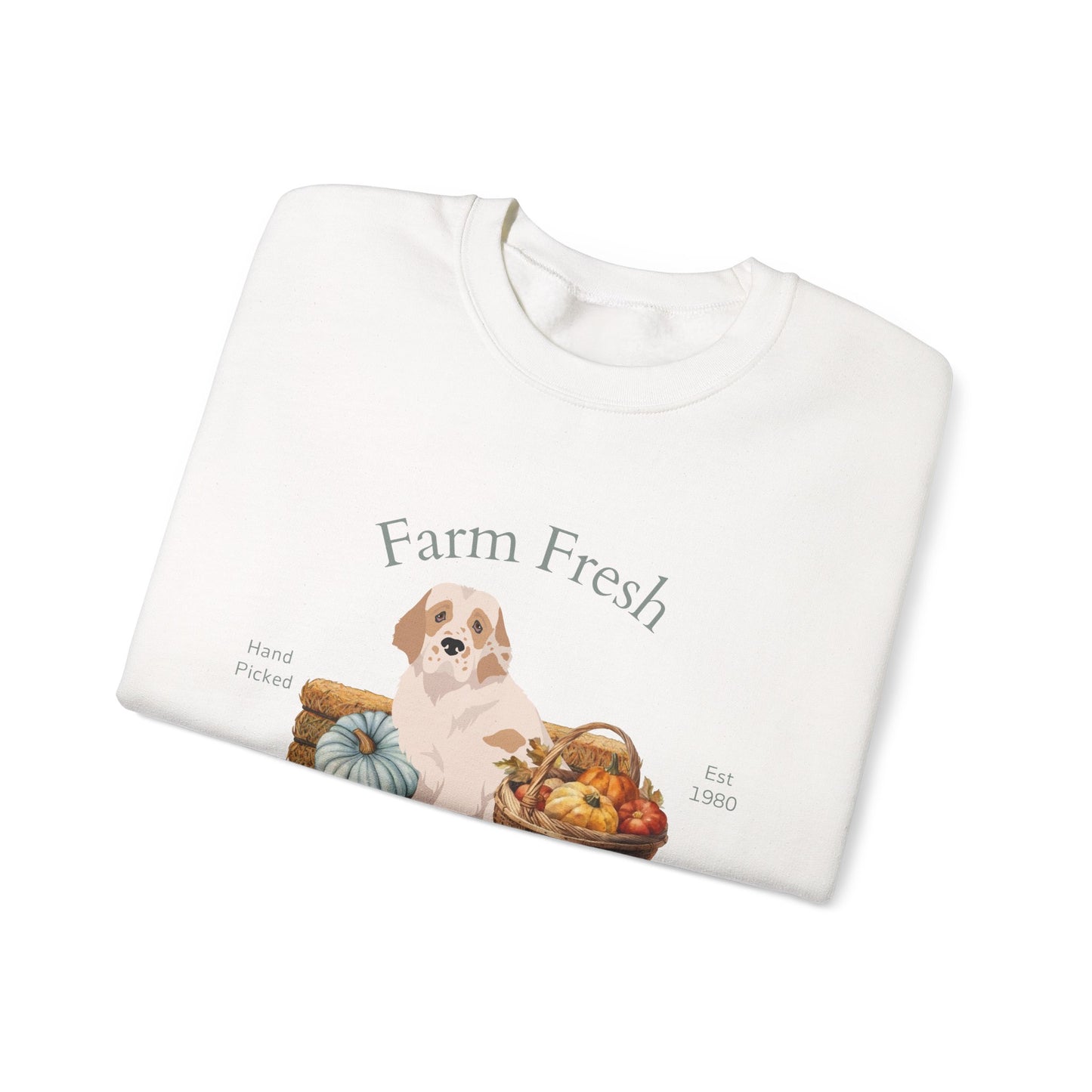 Clumber Spaniel Dog Fall Farm Fresh Unisex Heavy Blend Crewneck Sweatshirt