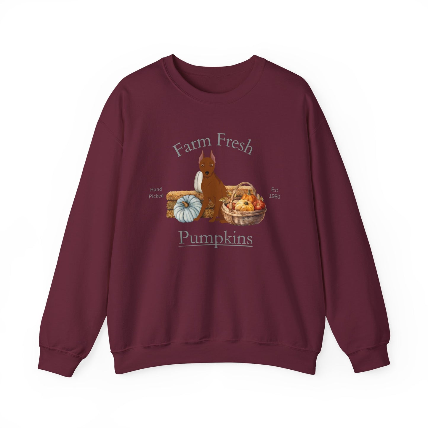 Miniature Pinscher Dog Fall Farm Fresh Unisex Heavy Blend Crewneck Sweatshirt