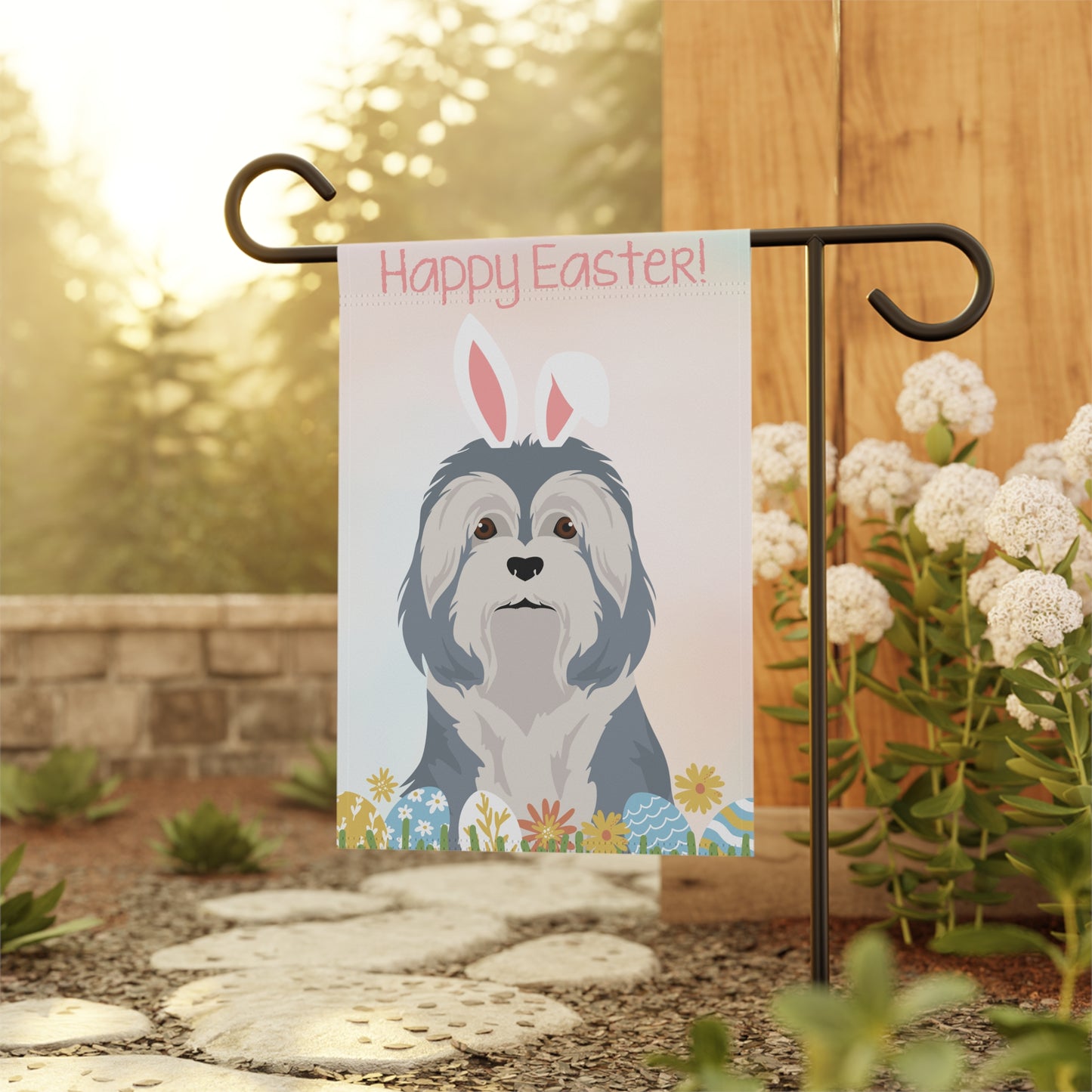 Lowchen Dog Happy Easter Garden Flag