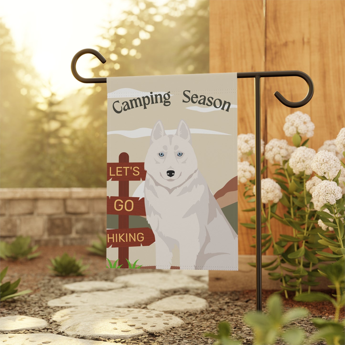 Siberian Husky Dog Camping Garden Flag
