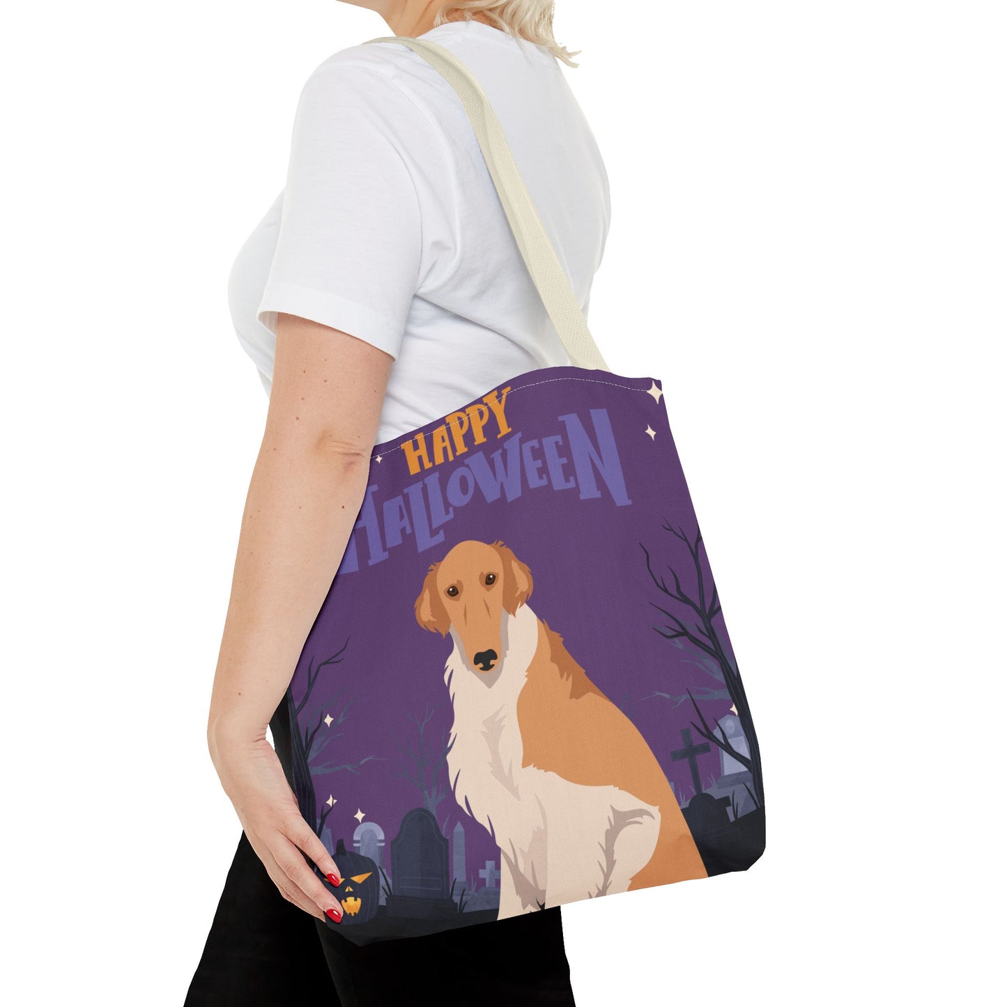 Borzoi Dog Happy Halloween Tote Bag 16x16