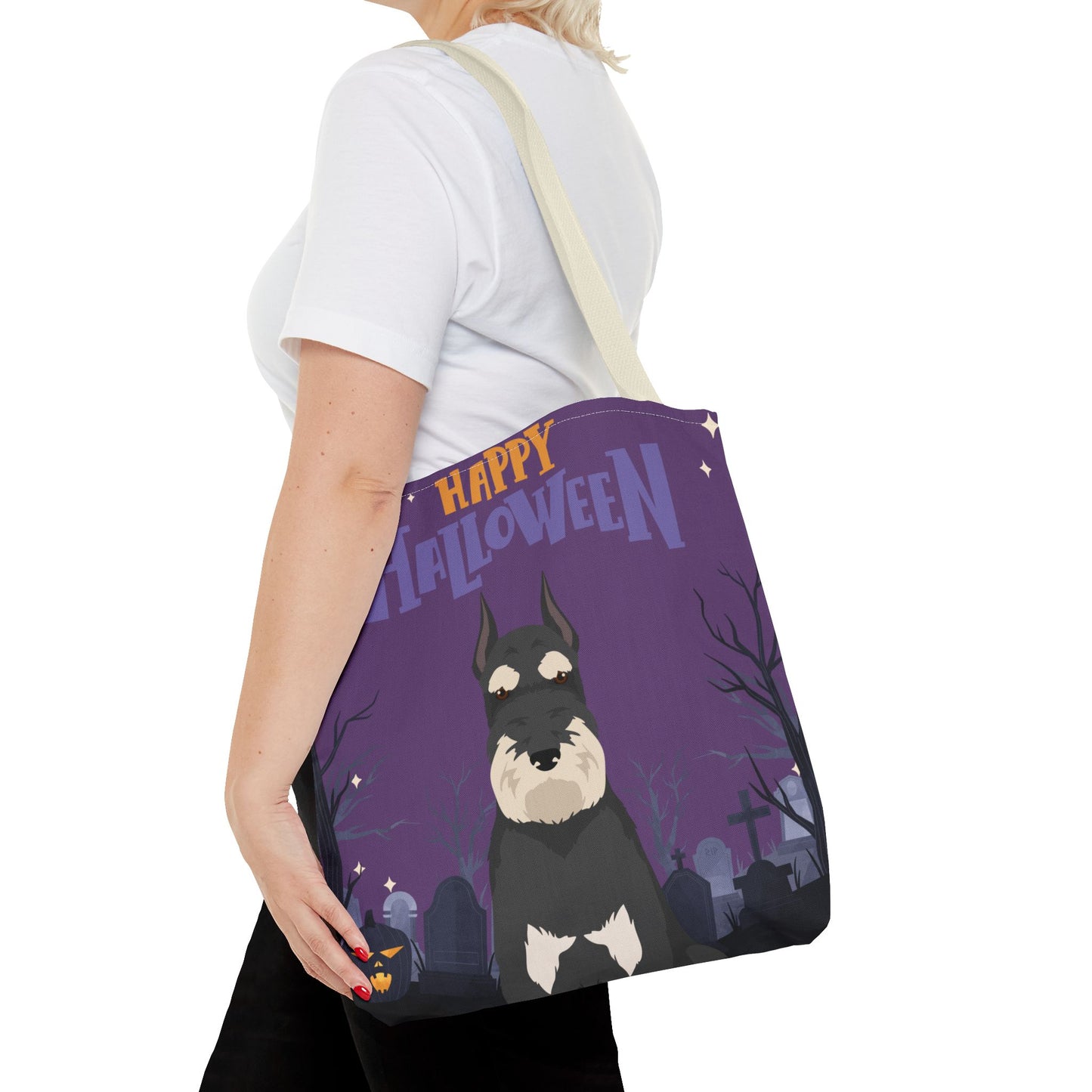 Schnauzer Dog Happy Halloween Tote Bag 16x16