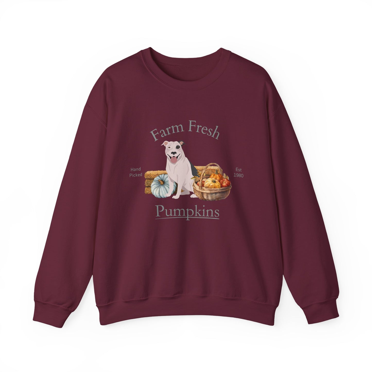 Pit Bull Dog Fall Farm Fresh Unisex Heavy Blend Crewneck Sweatshirt